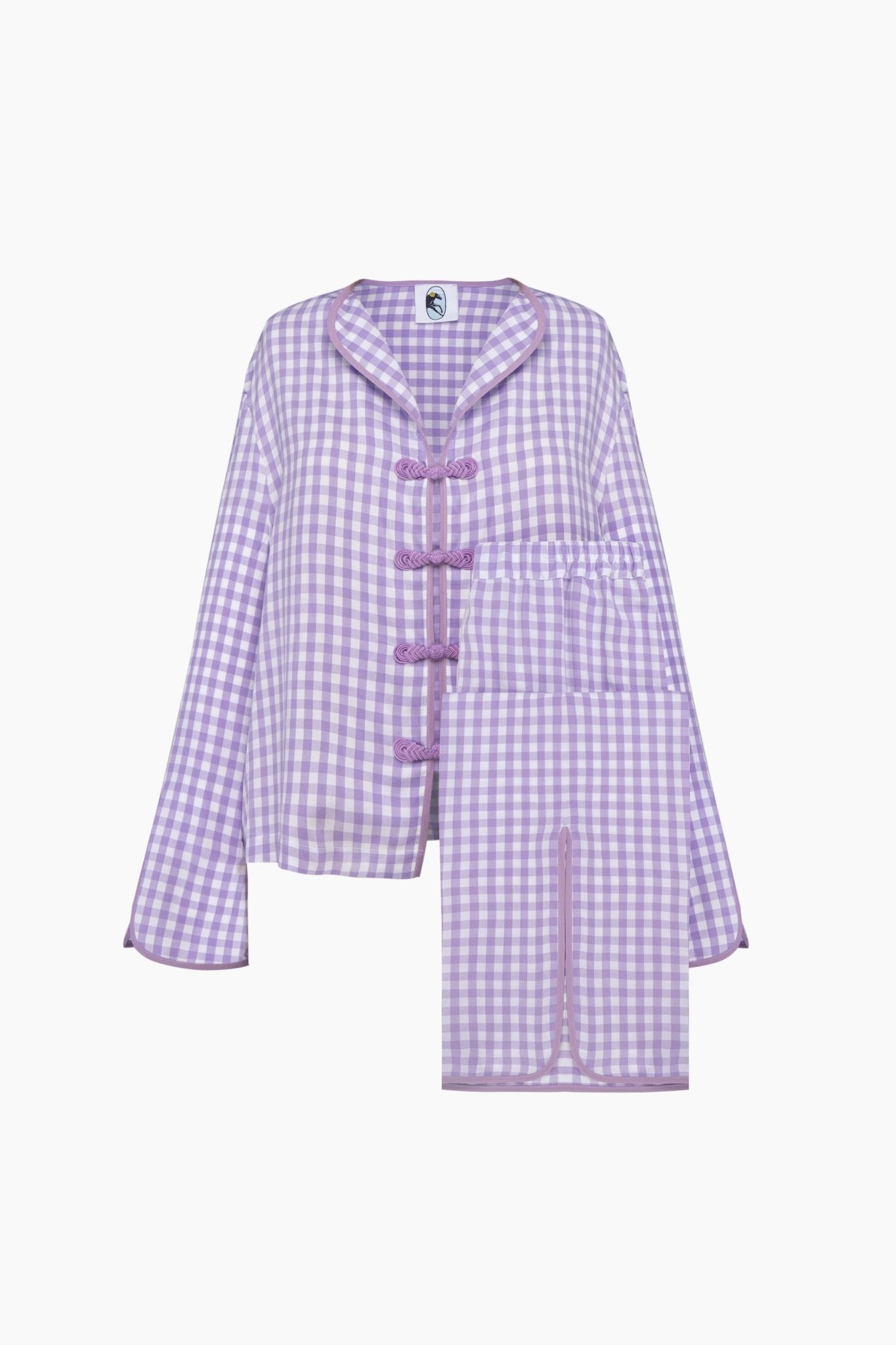 Louis Pyjama Set with shirt and Pants in Lavender Vichy - ANNIE.G