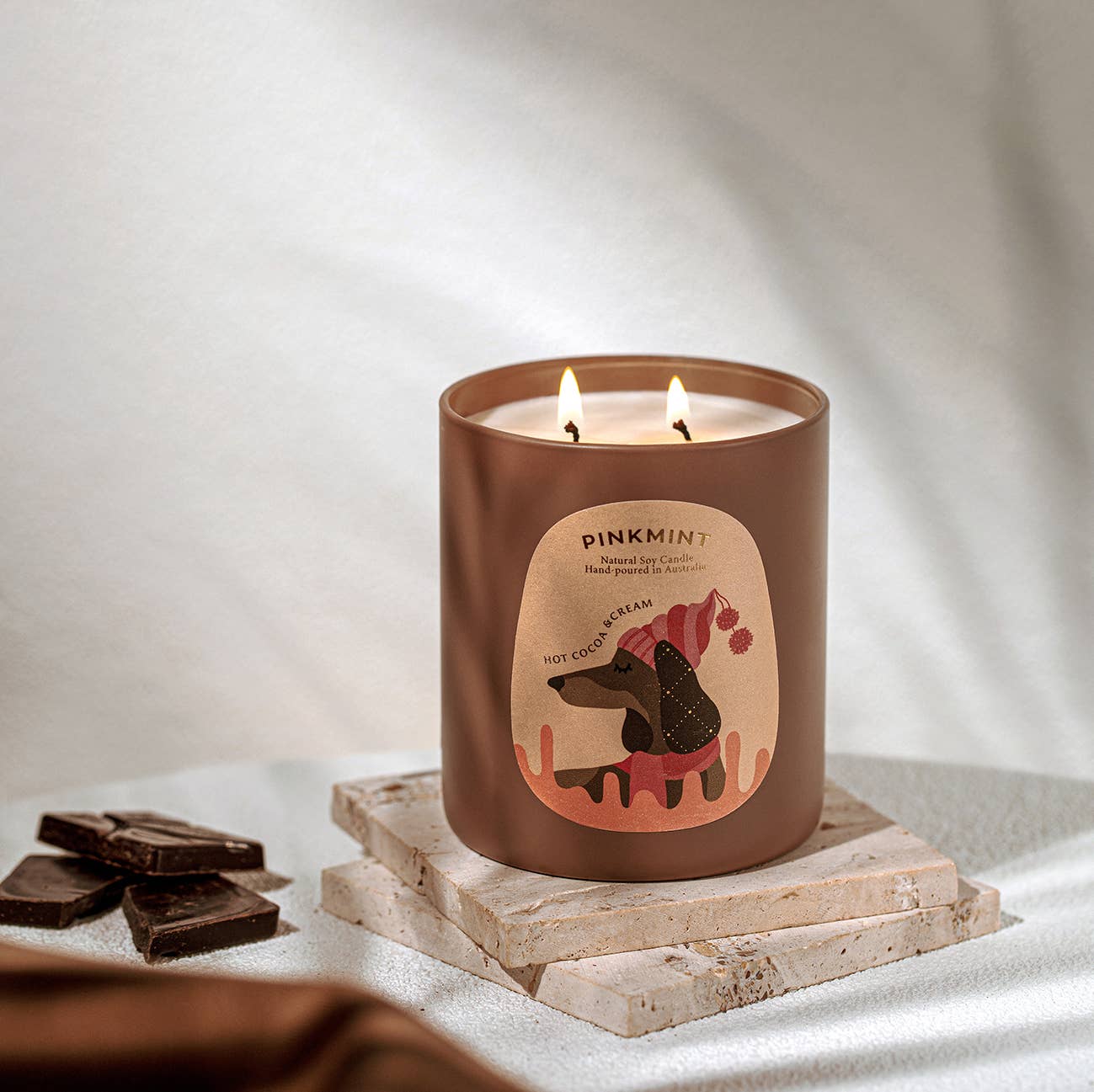 Hot Cocoa & Cream Double Wick Soy Candle, 250ml