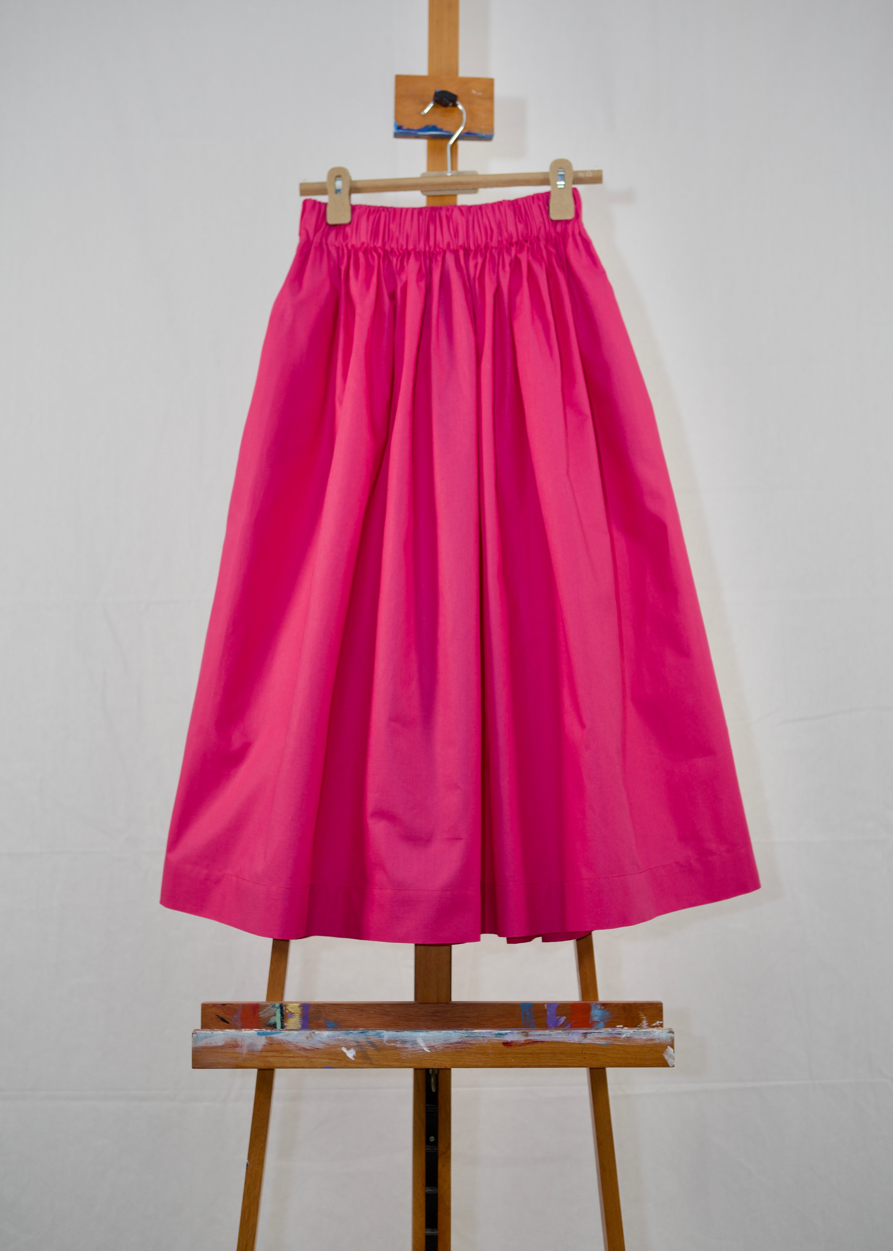 Gathered Waist Skirt - Hot Pink