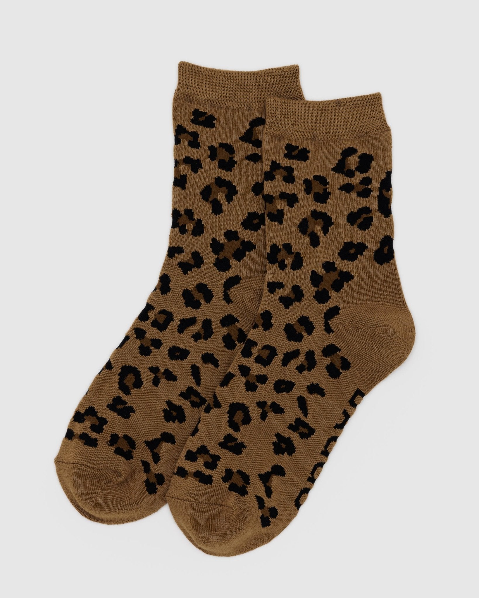 Dark brown leopard Crew Socks - ANNIE.G