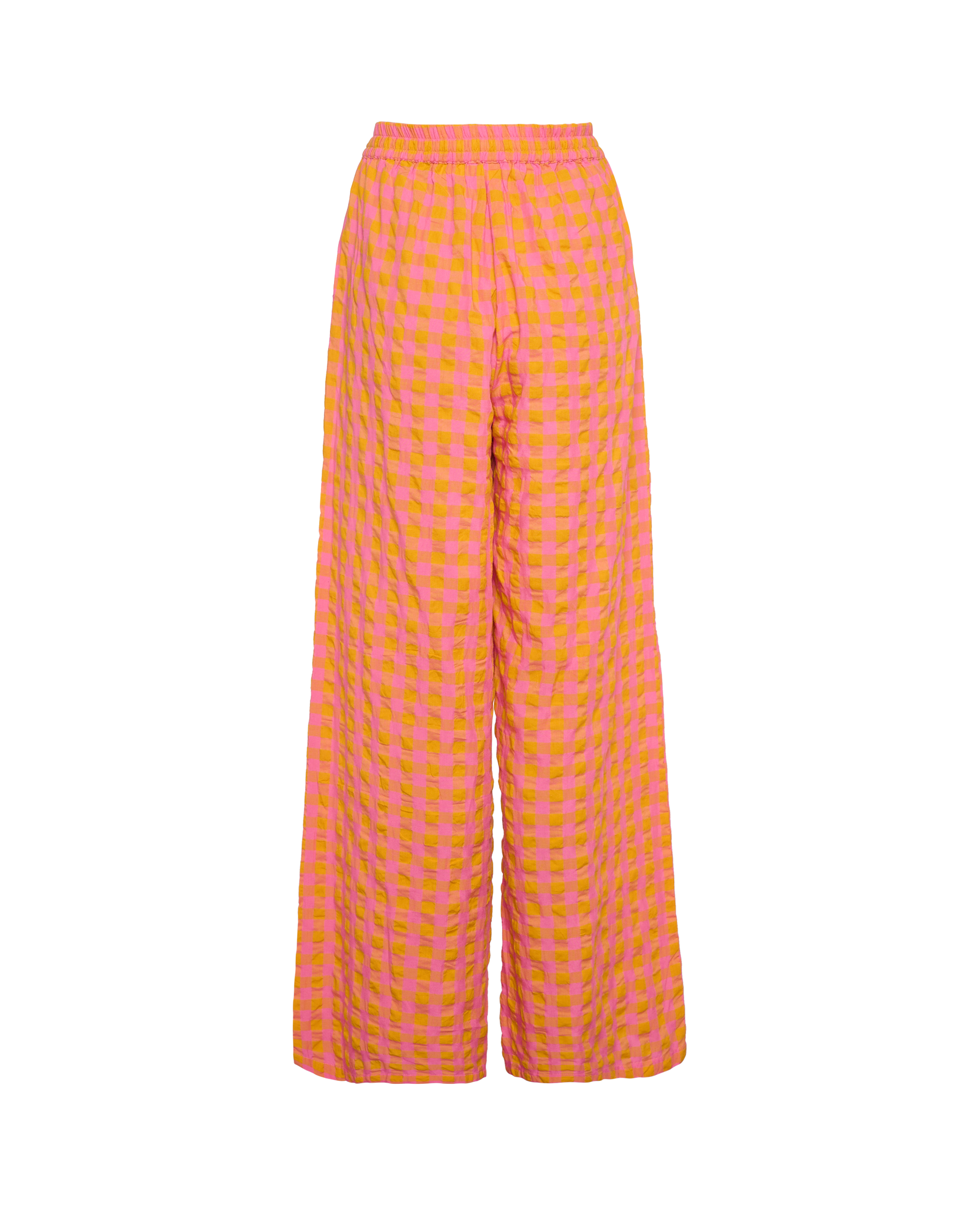 back-of-long-wide-leg-pink-orange-check-womens-pants