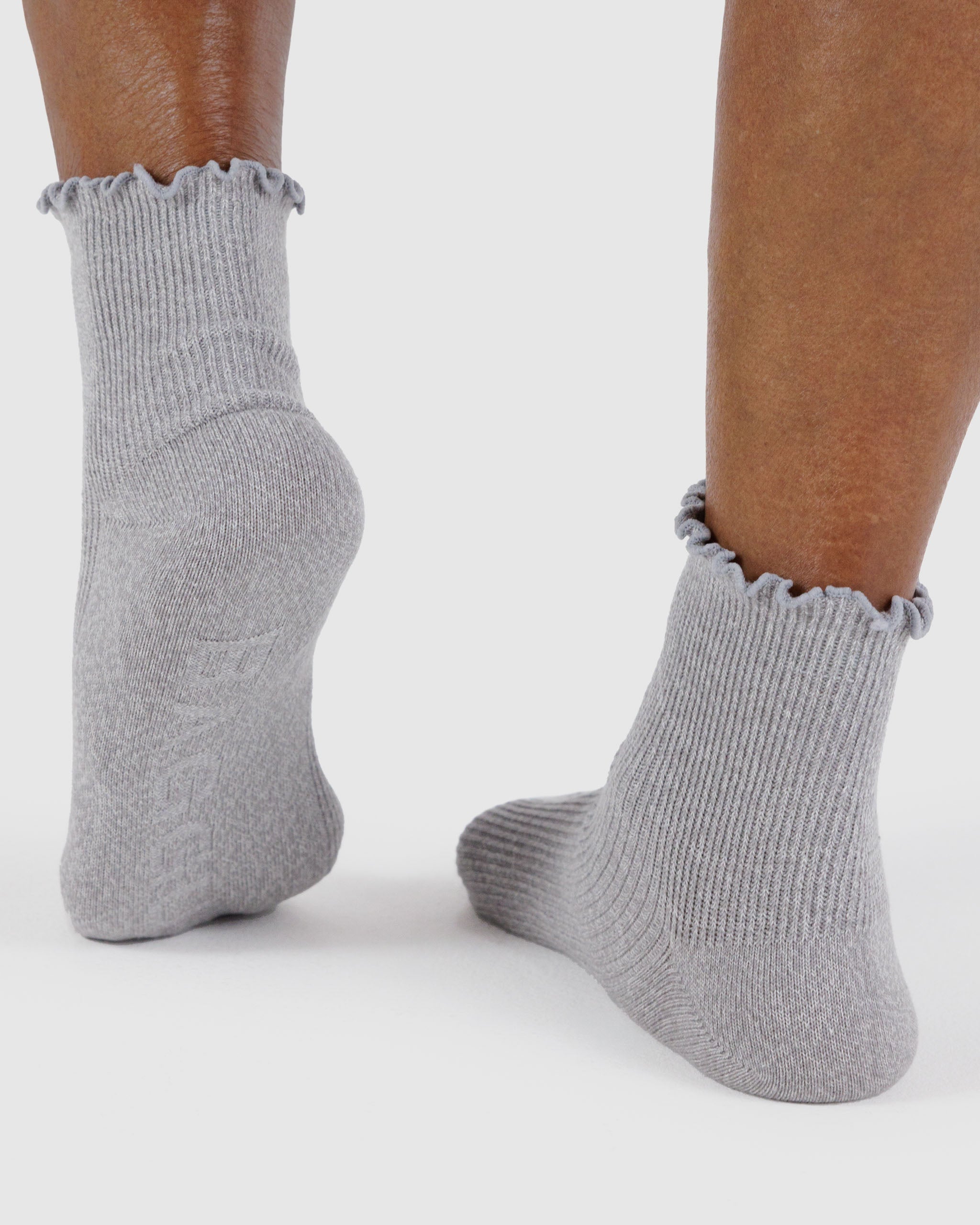 Baggu Lettuce Edge Sock Set of 2 - Heather Grey and Black