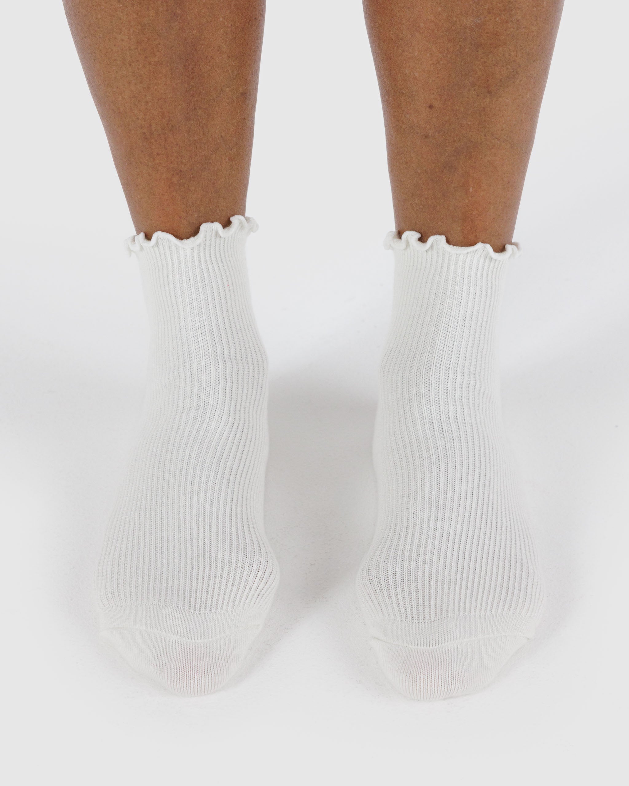 Baggu Lettuce Edge Sock Set of 2 - White