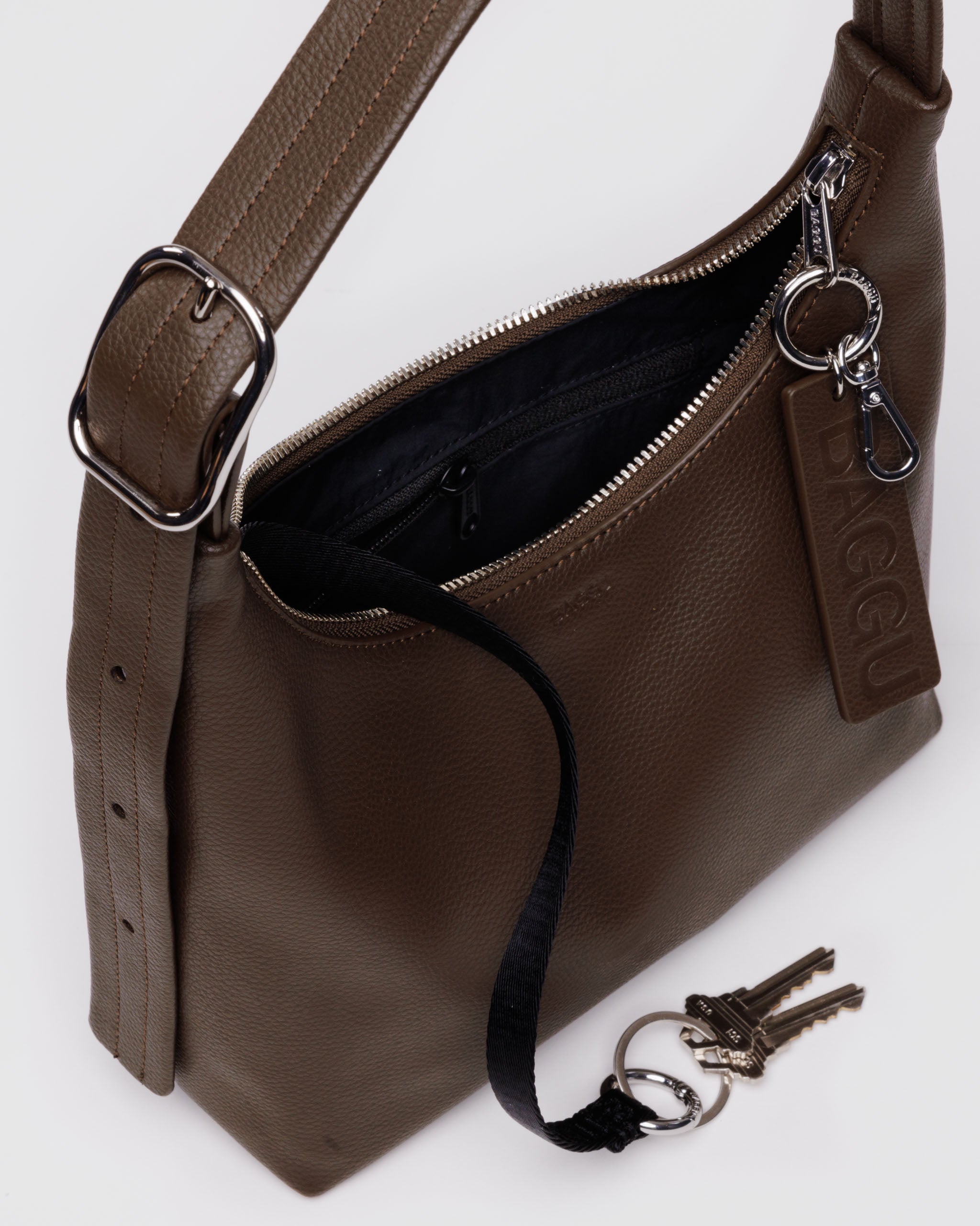 Baggu Mini Recycled Leather Shoulder Bag - Brown