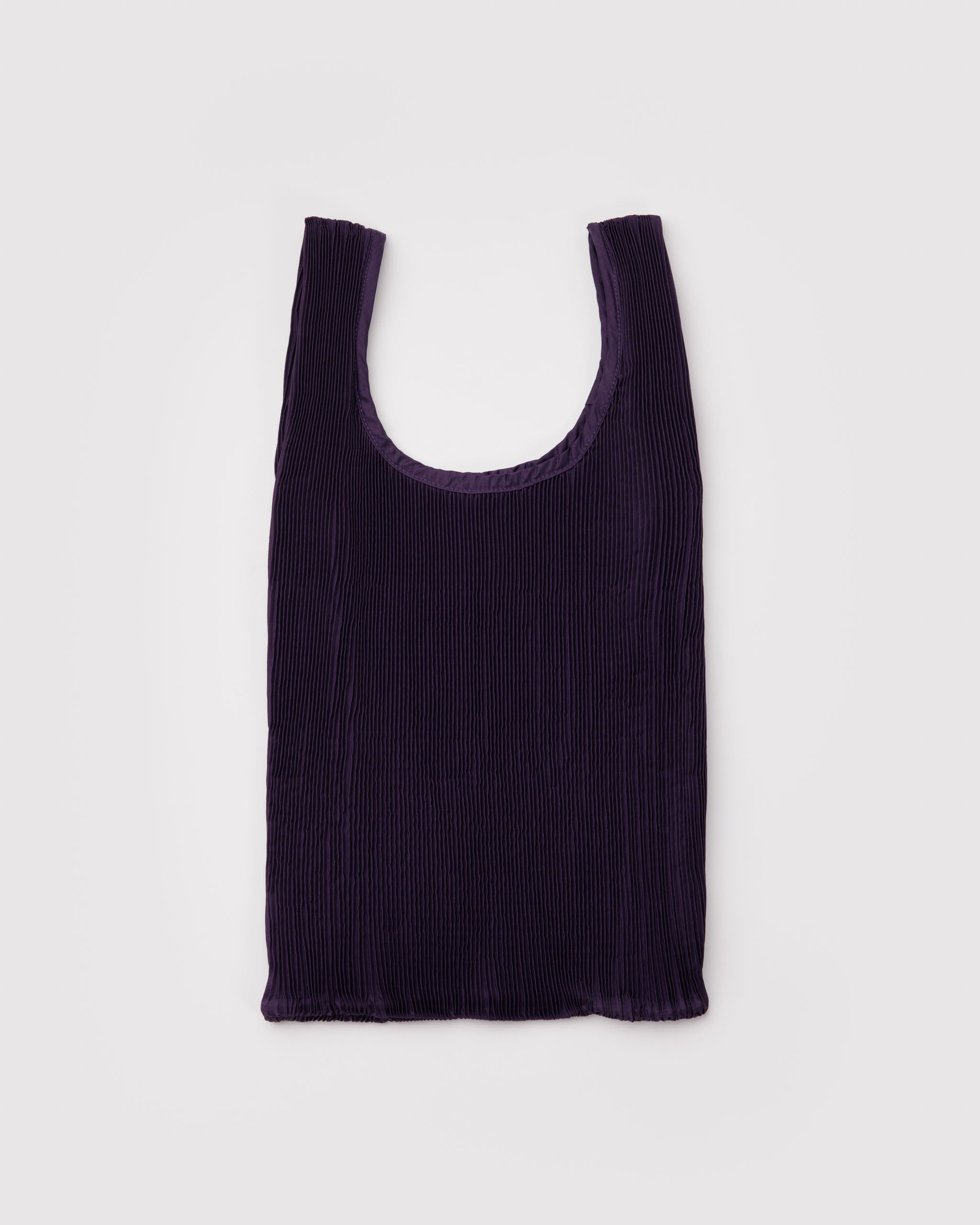 Purple pleated tote bag.