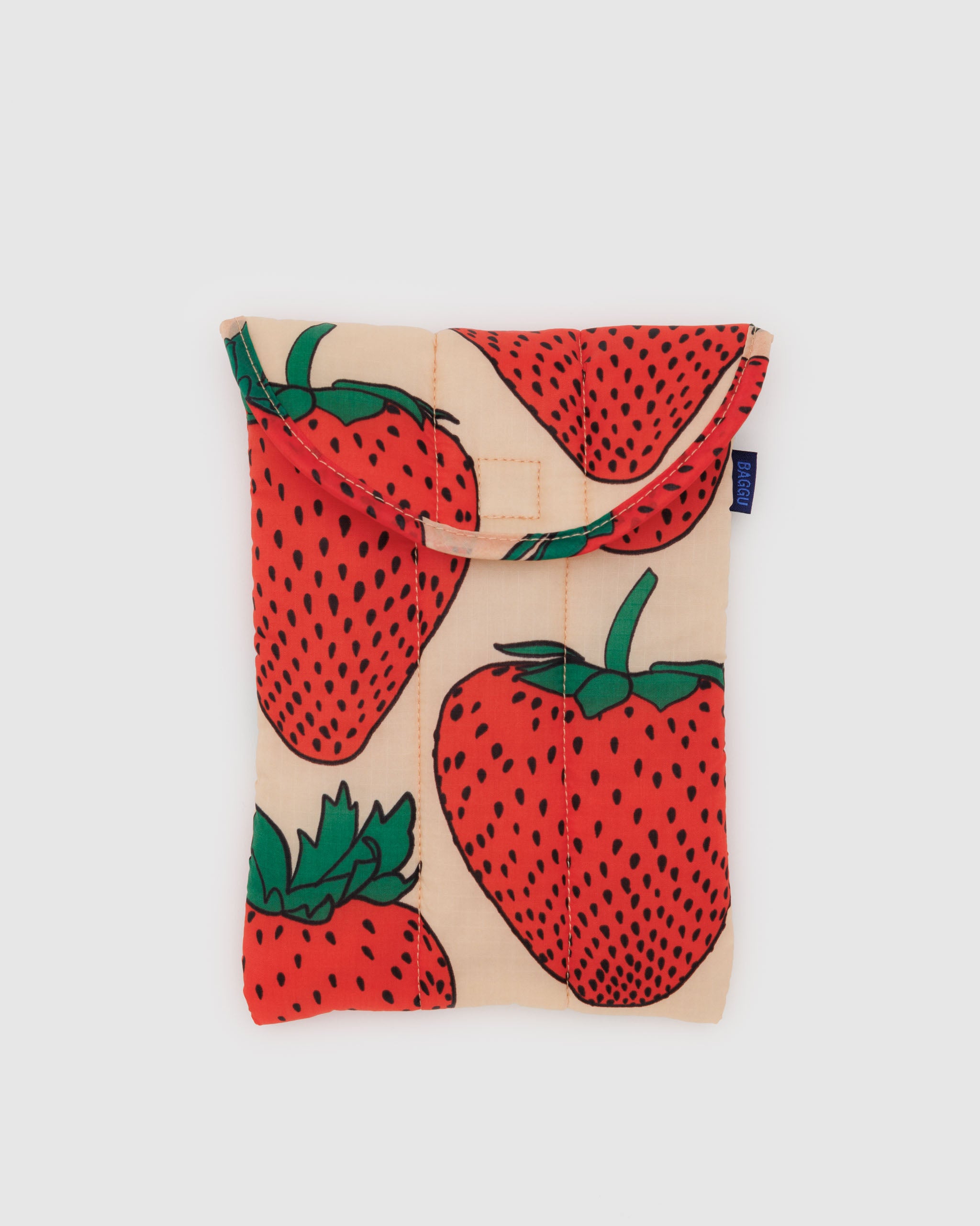puffy-quilted-tablet-sleeve-with-strawberry-print-velcro-closure-front
