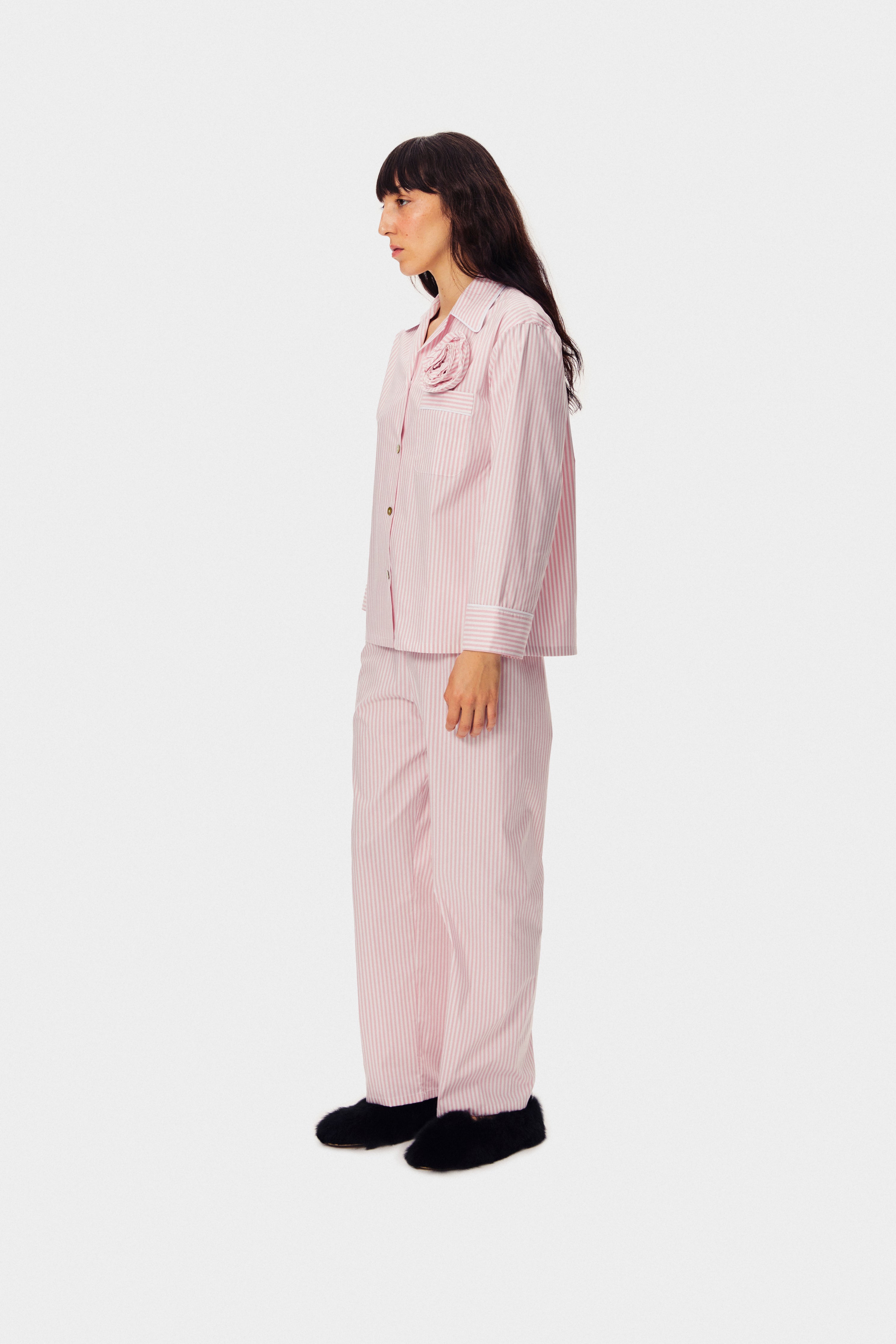 The Rose Cotton Pyjama Set in Pink Stripes