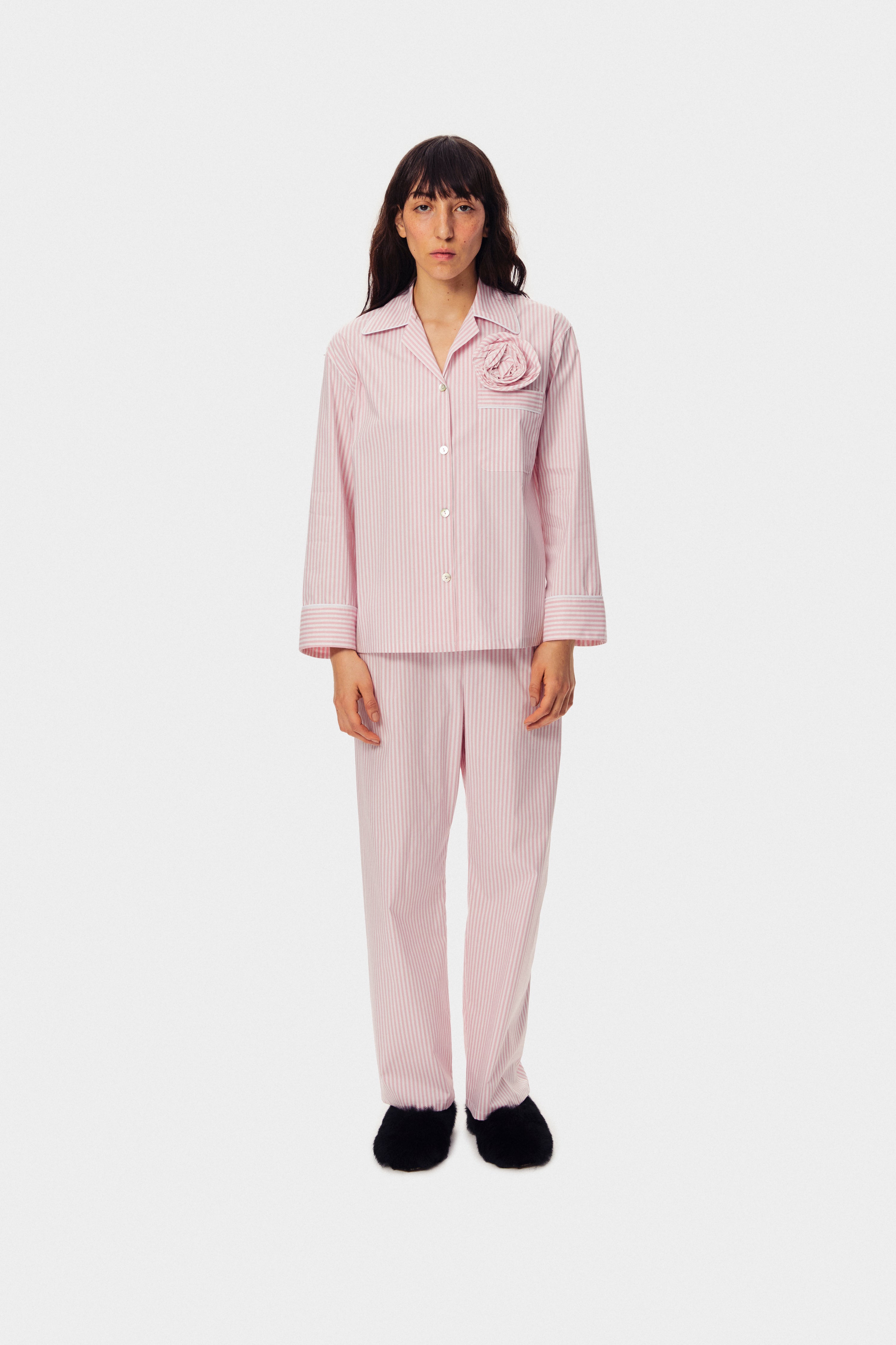 The Rose Cotton Pyjama Set in Pink Stripes