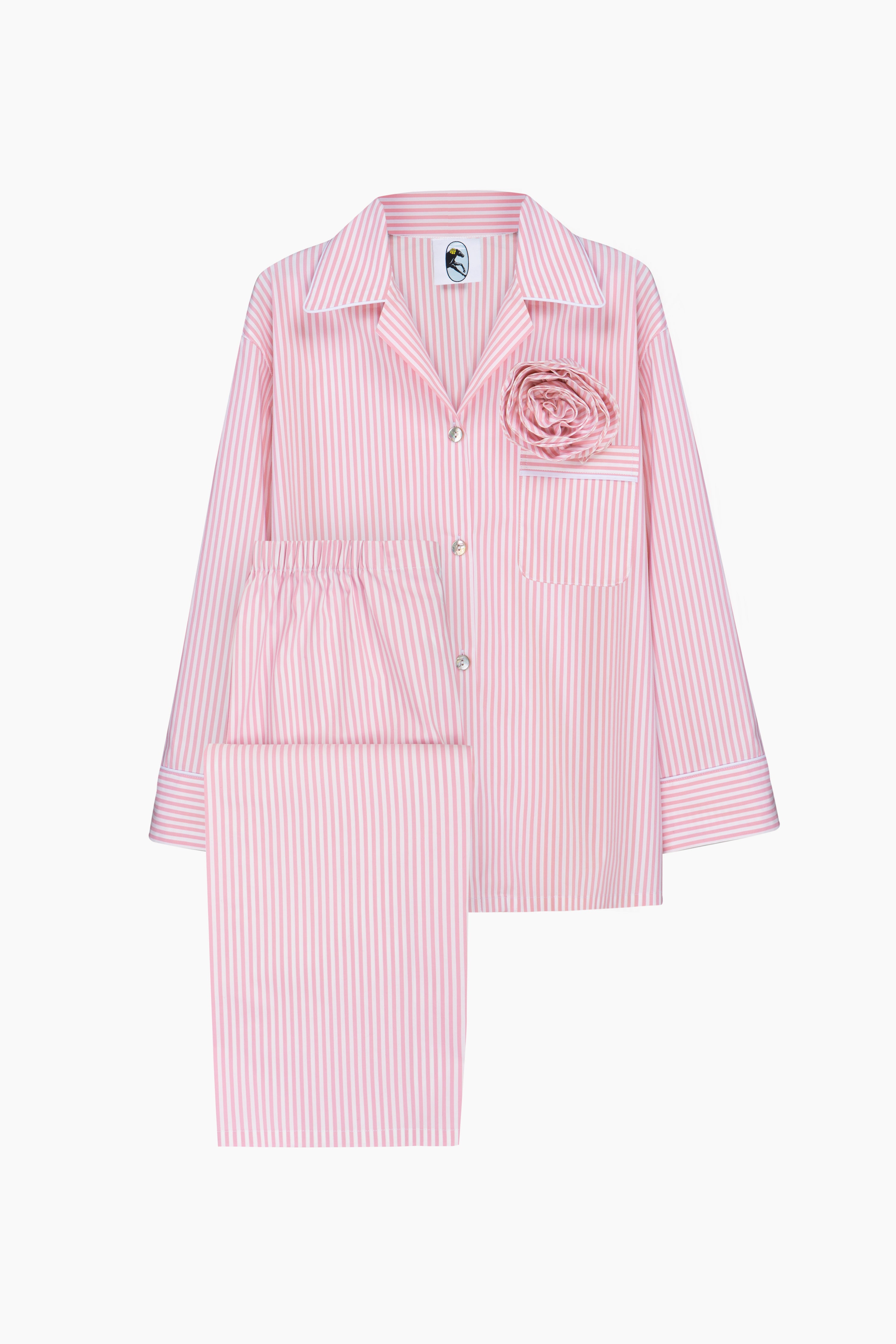 The Rose Cotton Pyjama Set in Pink Stripes