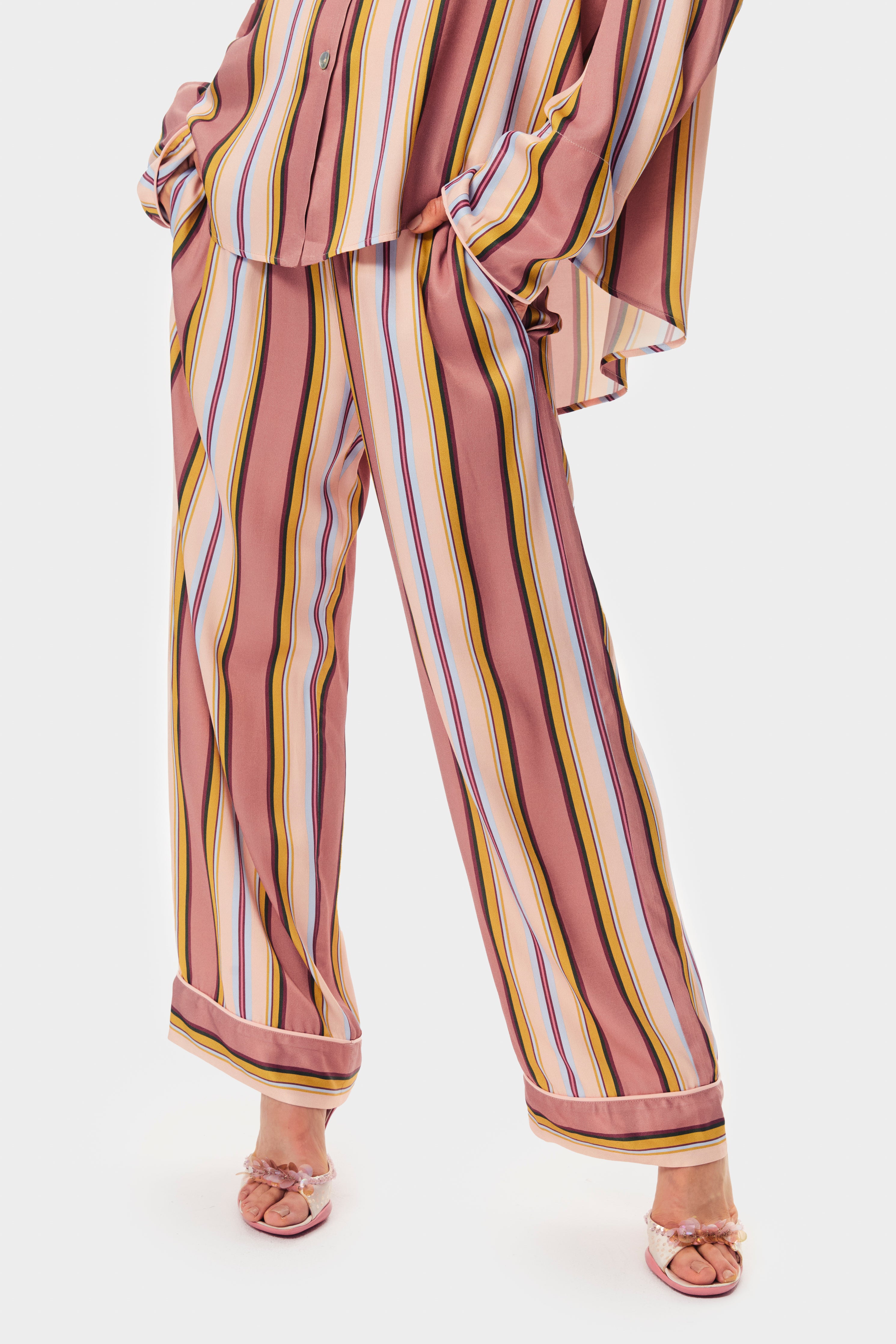 Sleeper Pastelle Oversized Pants in Blush Stripes