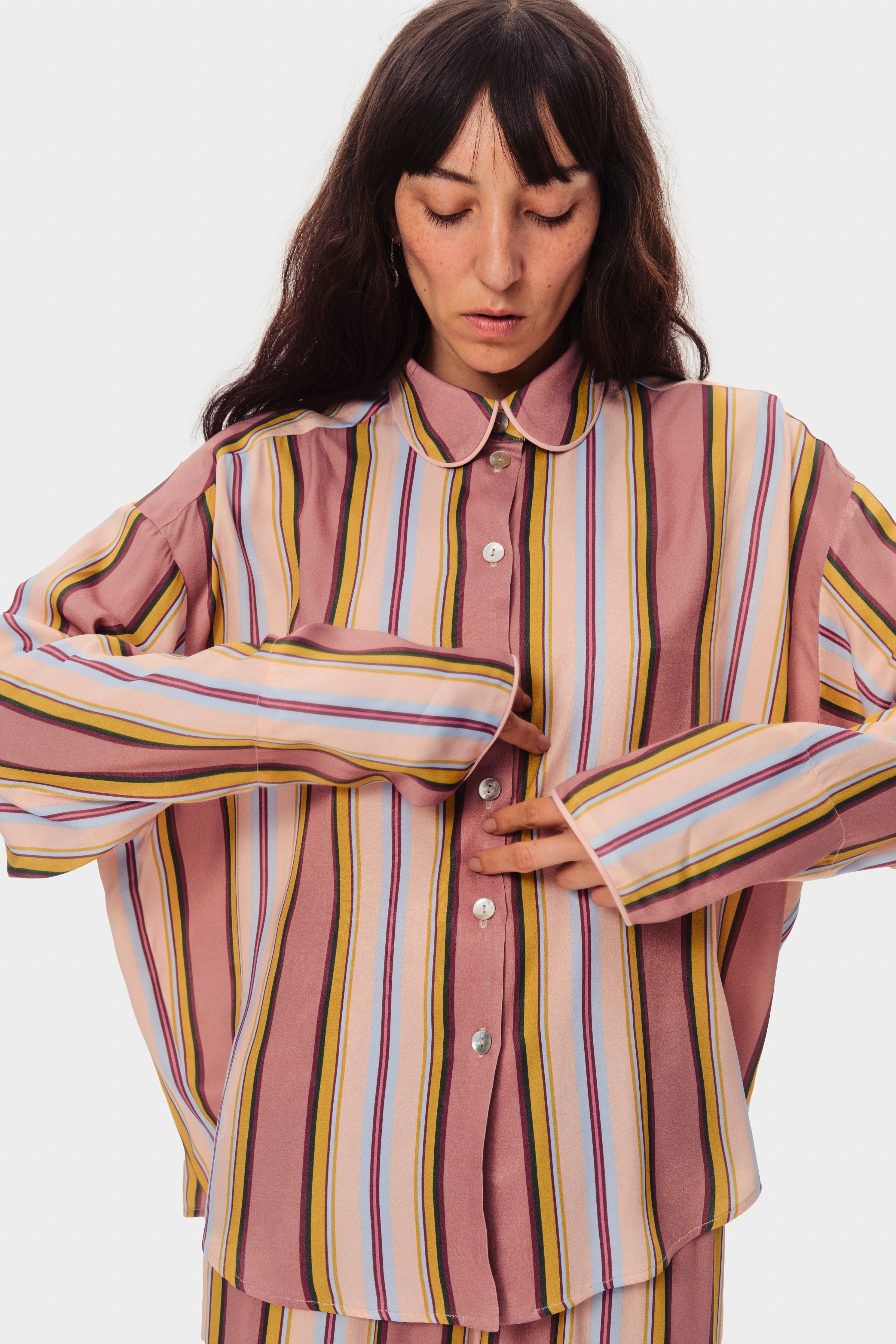 Sleeper Pastelle Oversized Shirt in Blush Stripes