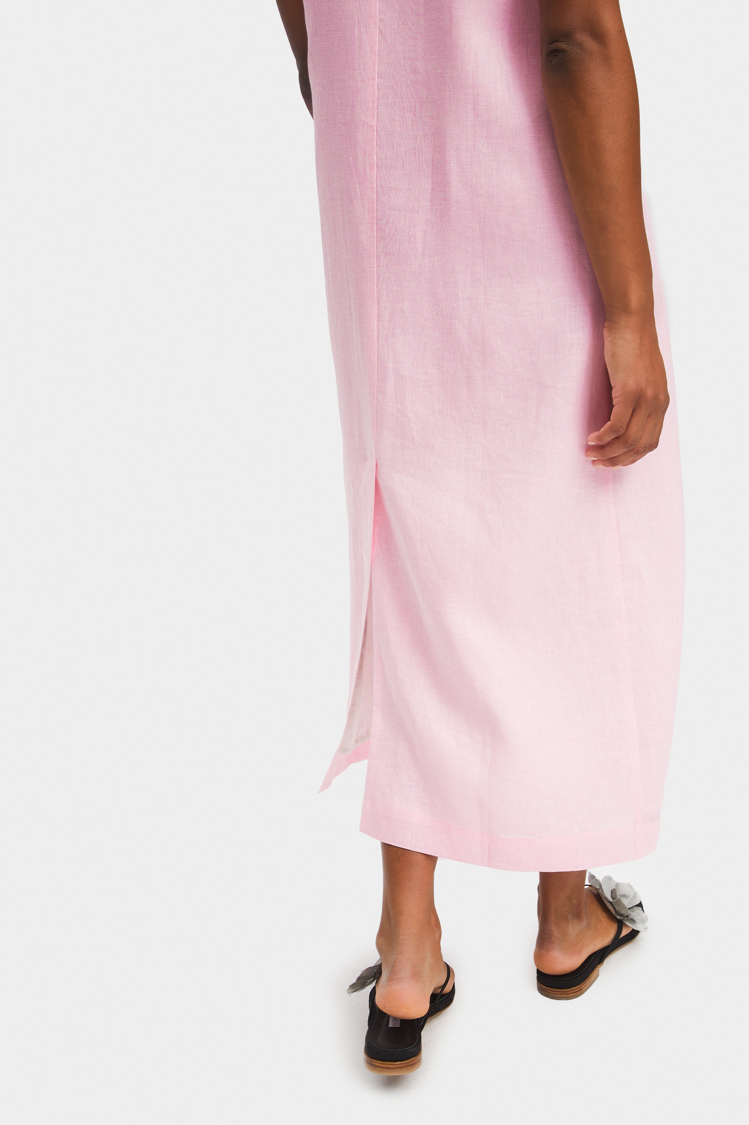 Bloom Maxi Linen Vest Dress in Pink
