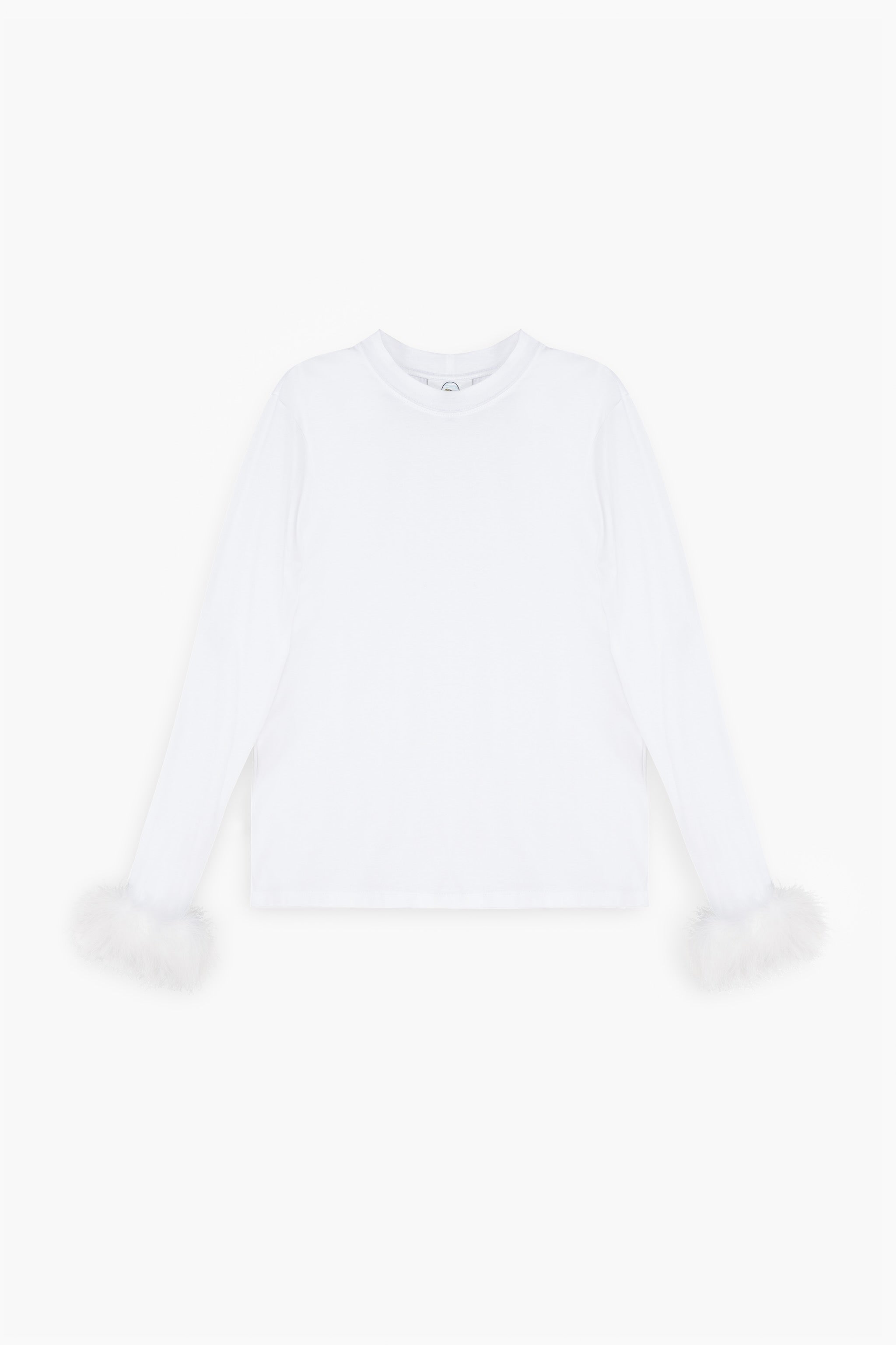 white-long-sleeve-t-shirt-with-white-detachable-feather-cuffs-flatlay