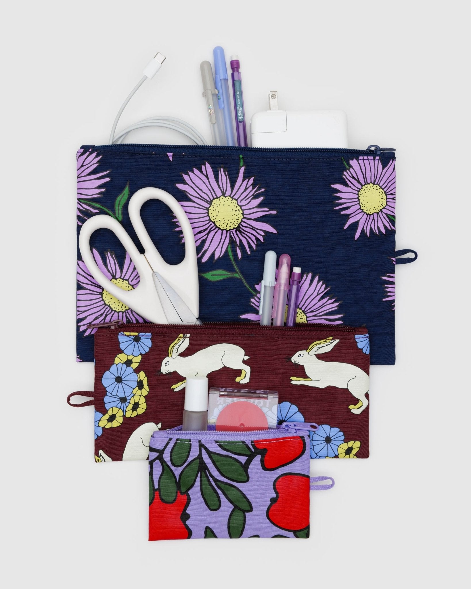 Baggu Flat Pouch SetNight Orchard2