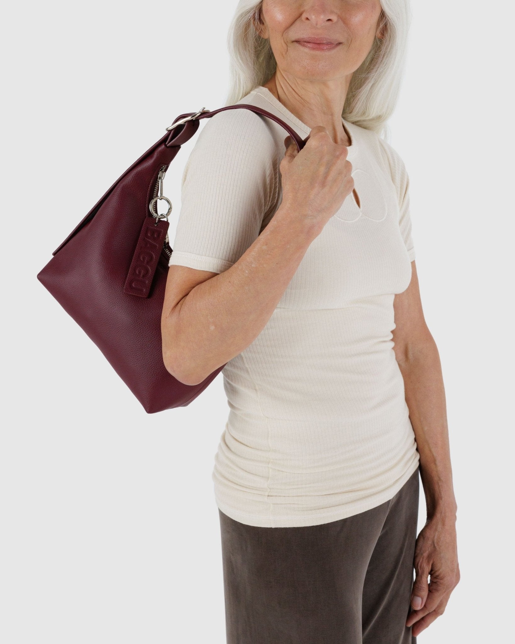 Baggu Mini Recycled Leather Shoulder BagMahogany2
