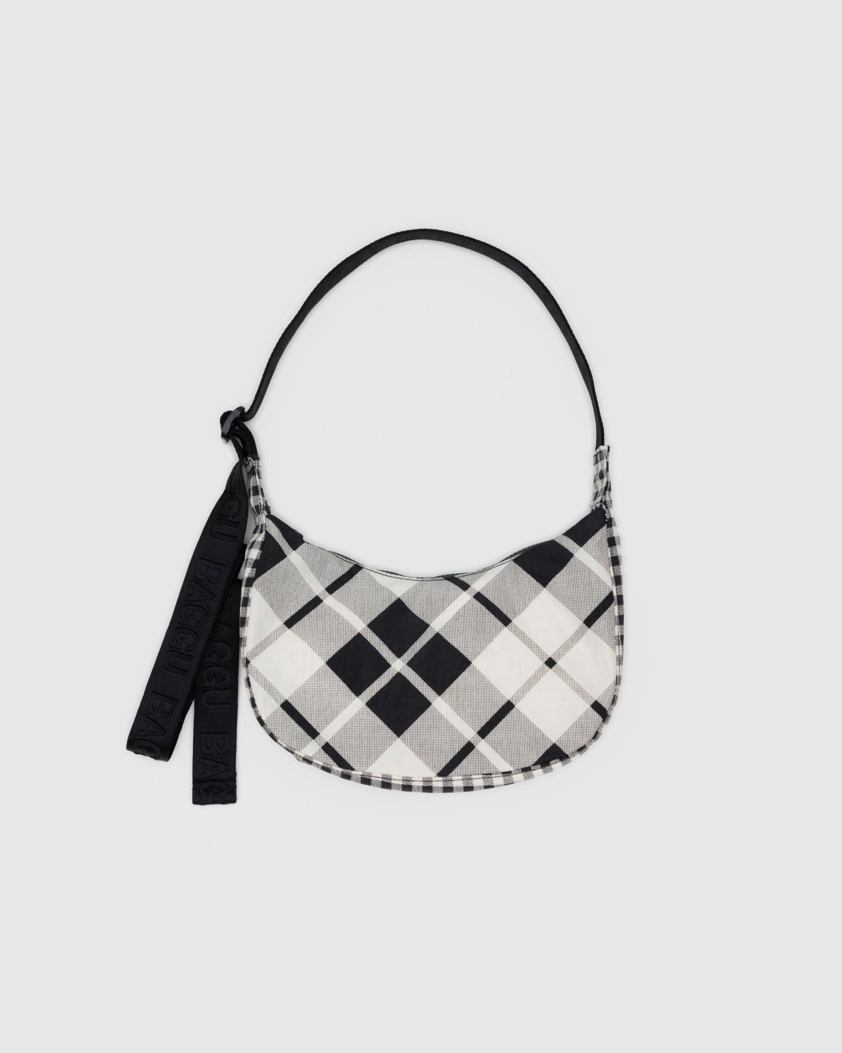 Baggu Small Nylon Crescent BagMixed Plaid1