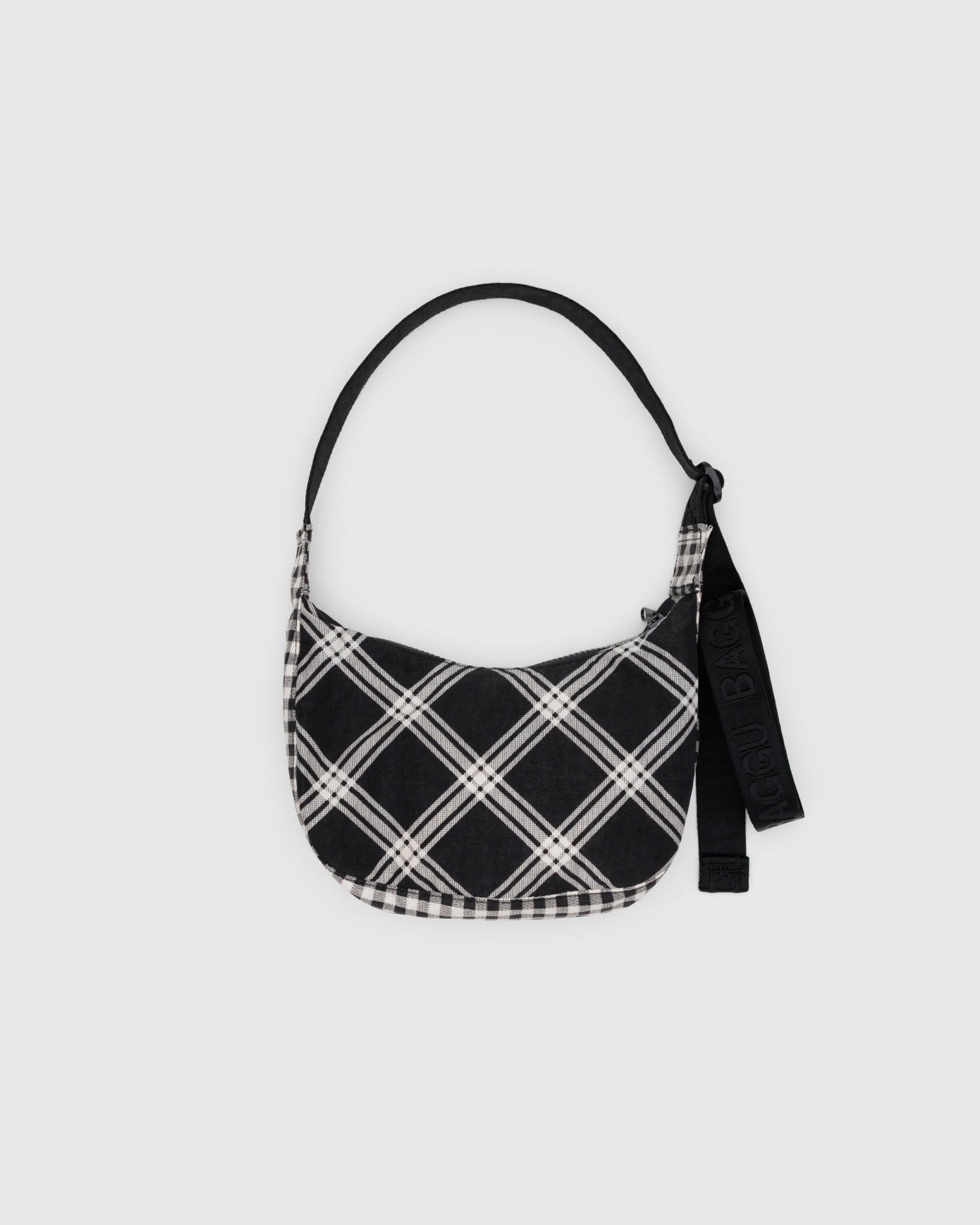 Baggu Small Nylon Crescent BagMixed Plaid2