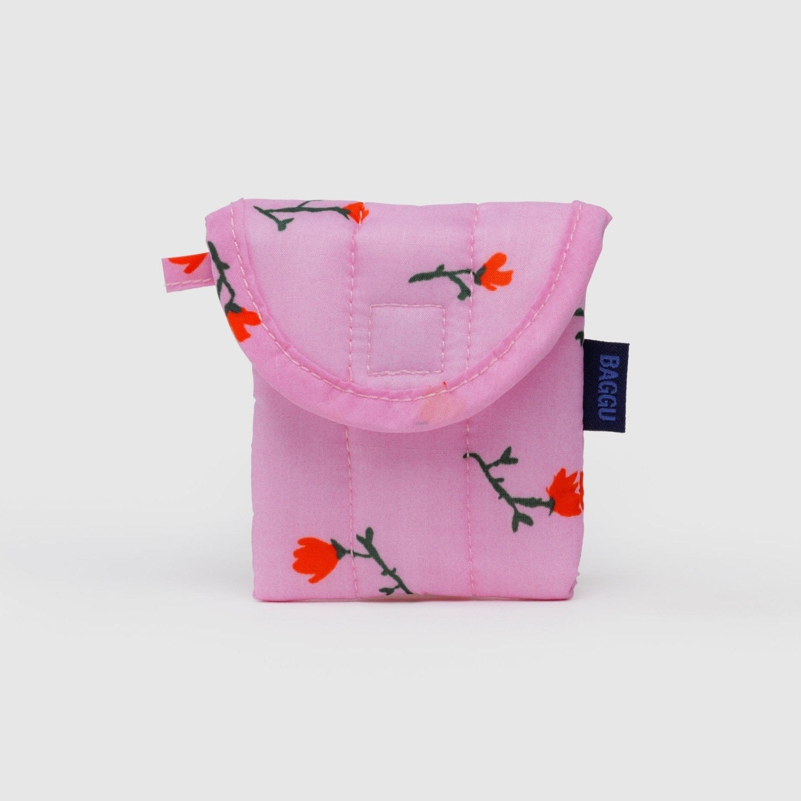 Pink with red wildflowers quilted earbuds case.