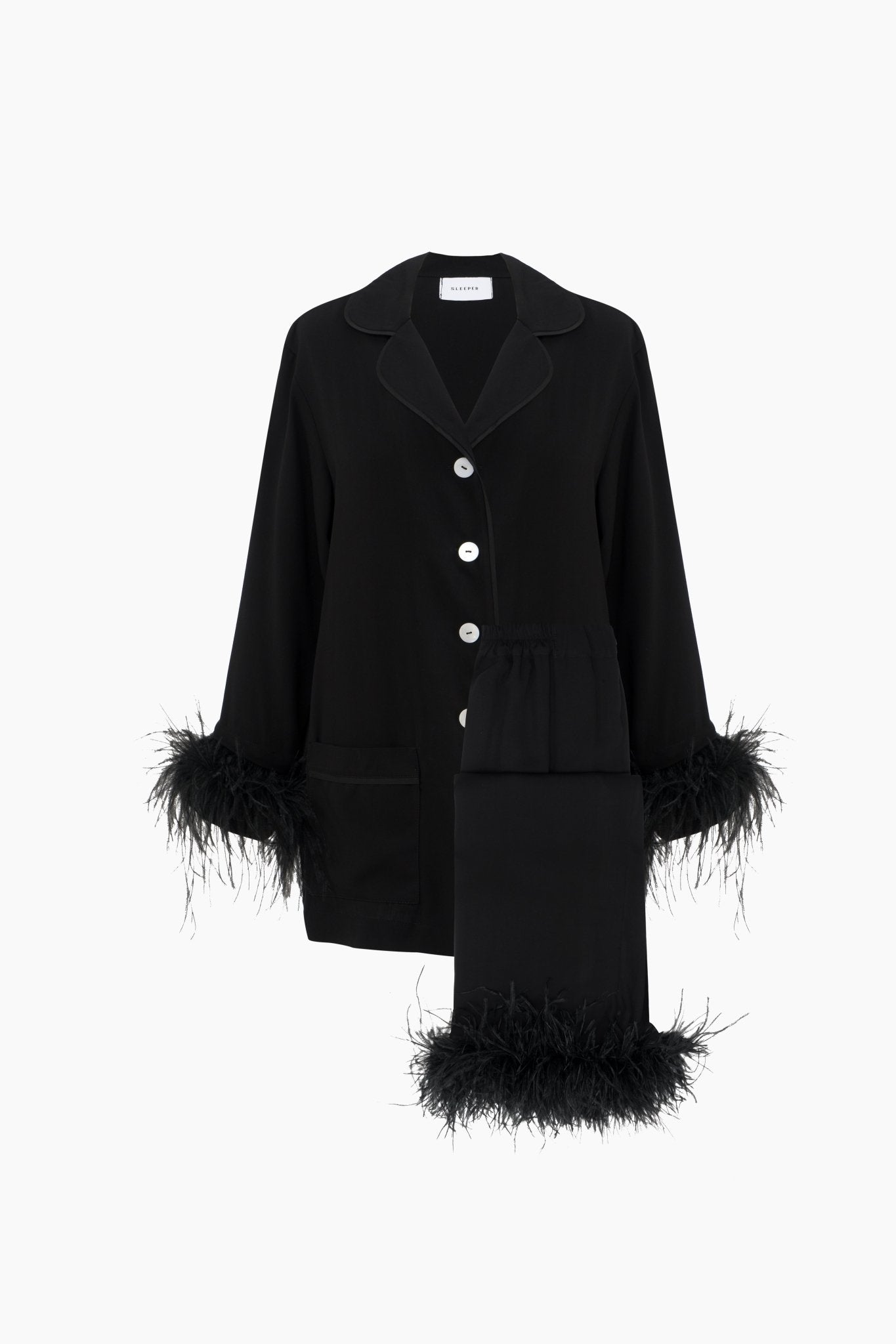 Party Pyjamas Set with Detachable Feathers - Black - ANNIE.G