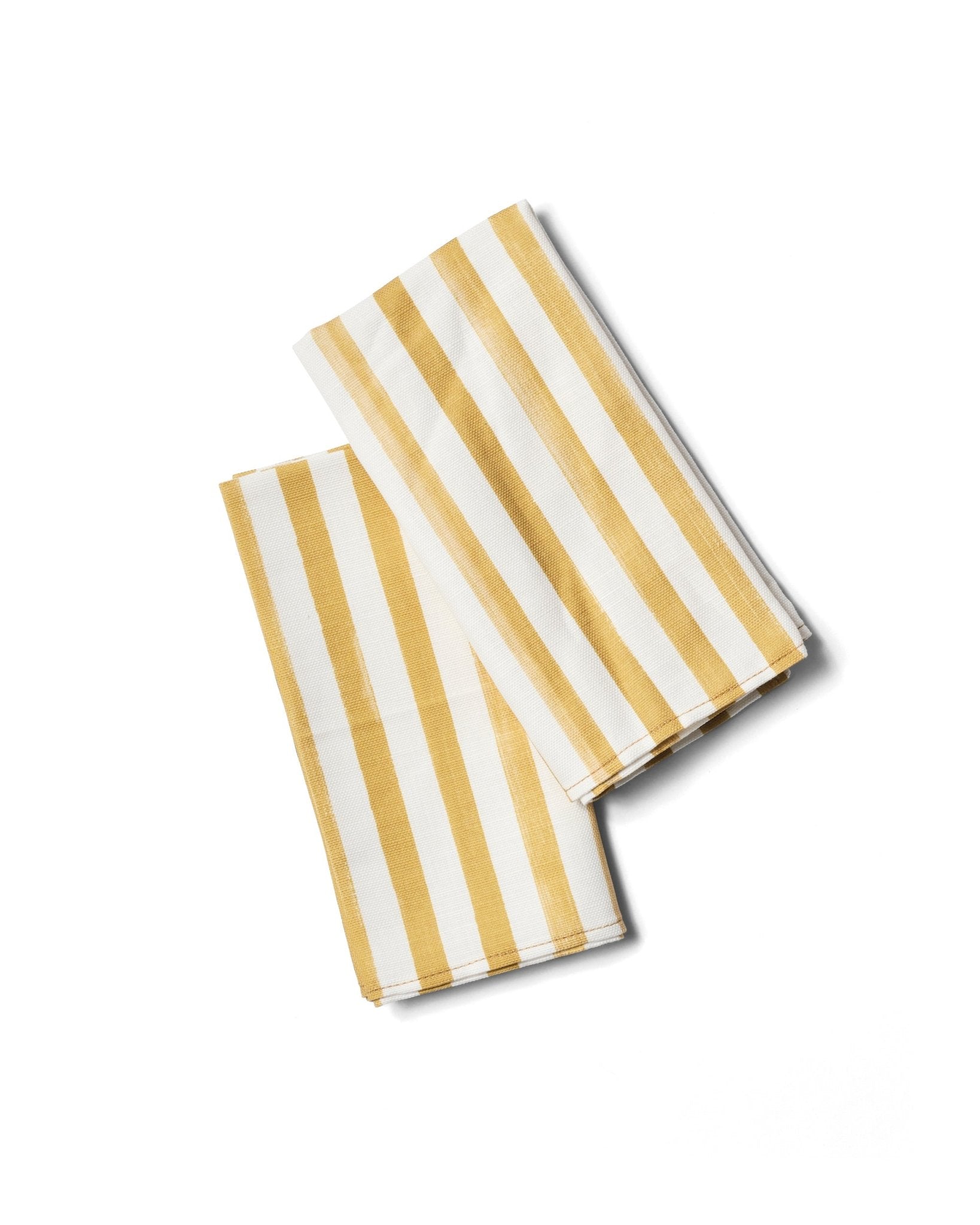 Folded Ochre Striped Tea Towels in a Set of 2 - ANNIE.G