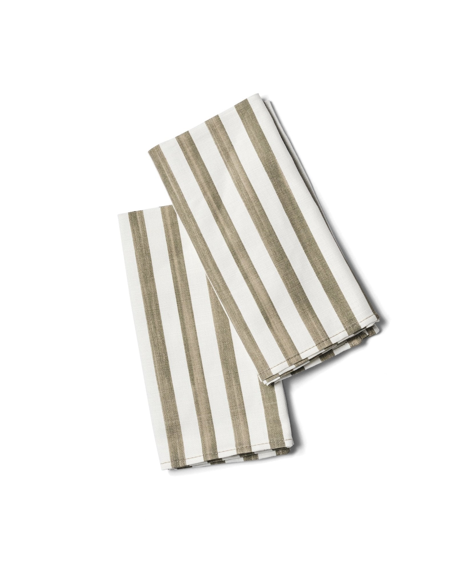 Folded Olive striped tea towels in a Set of 2 - ANNIE.G