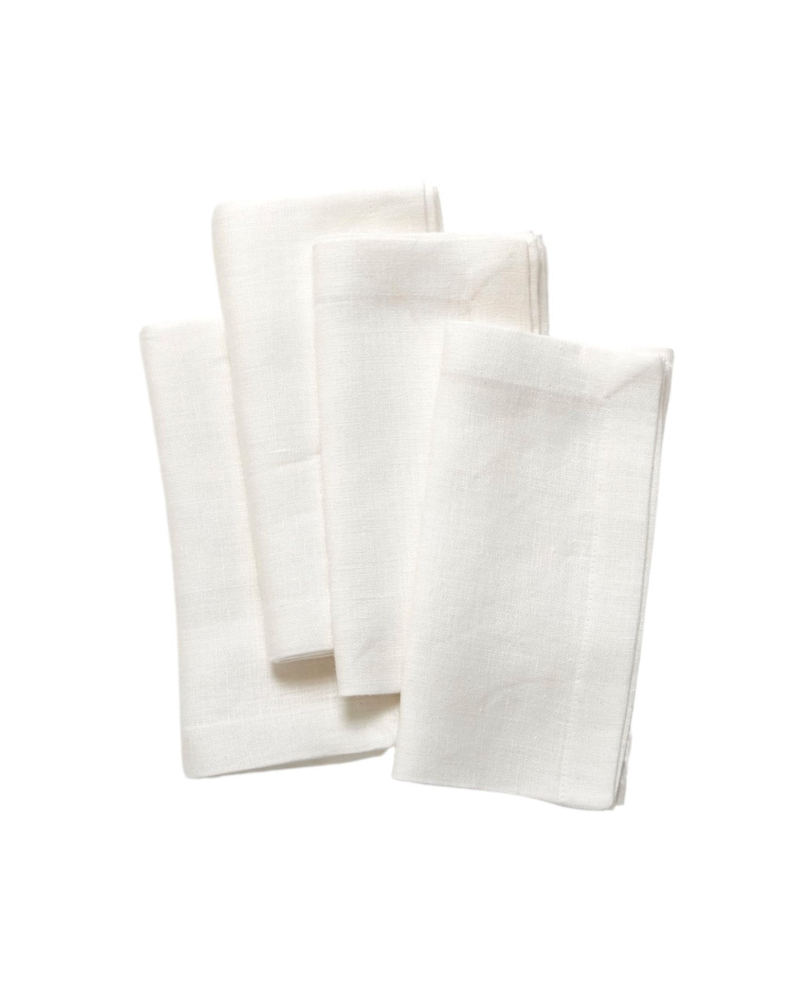 Folded white Linen Dinner Napkins in a Set of 4 - ANNIE.G