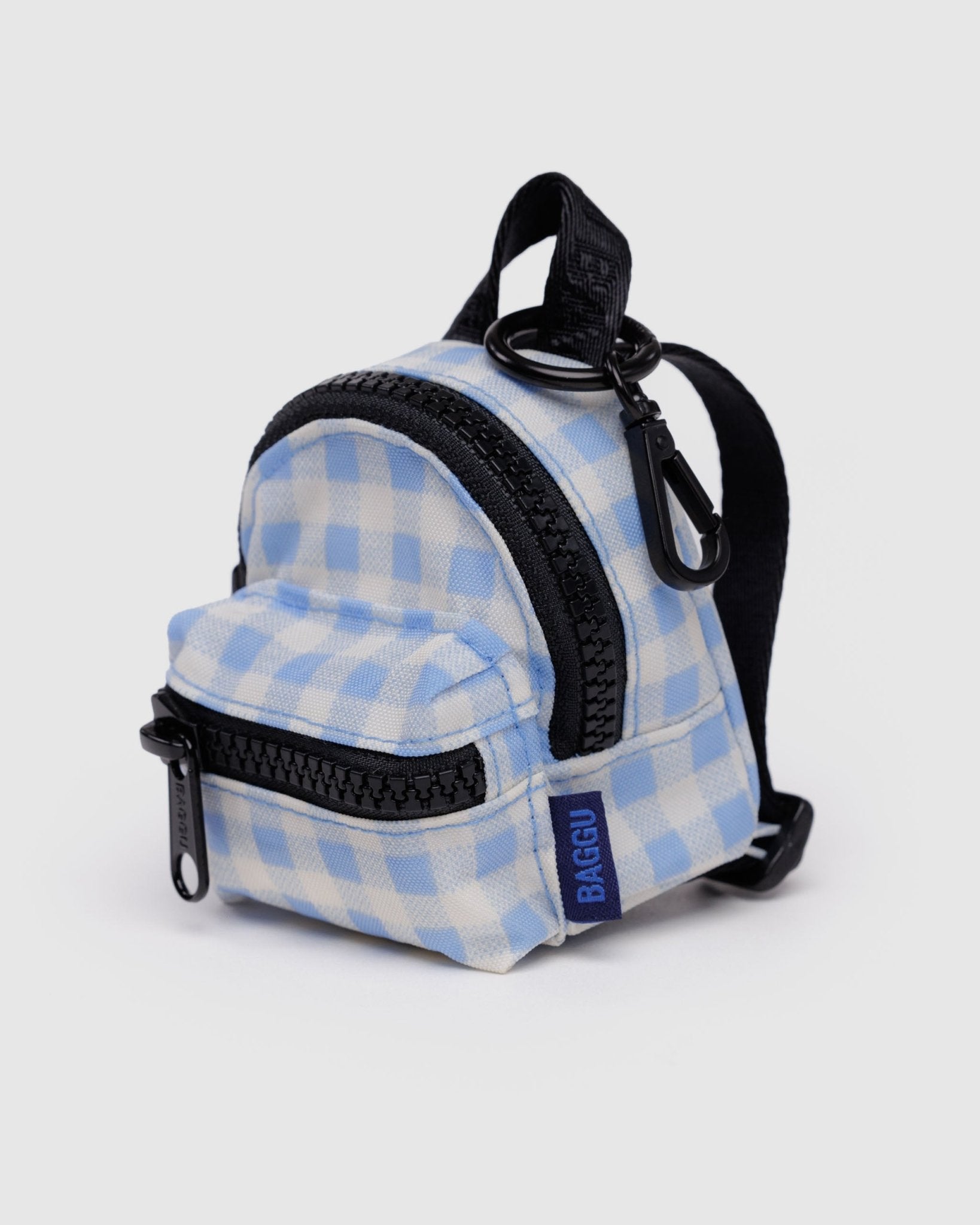 light blue gingham Baggu Backpack Charm - ANNIE.G