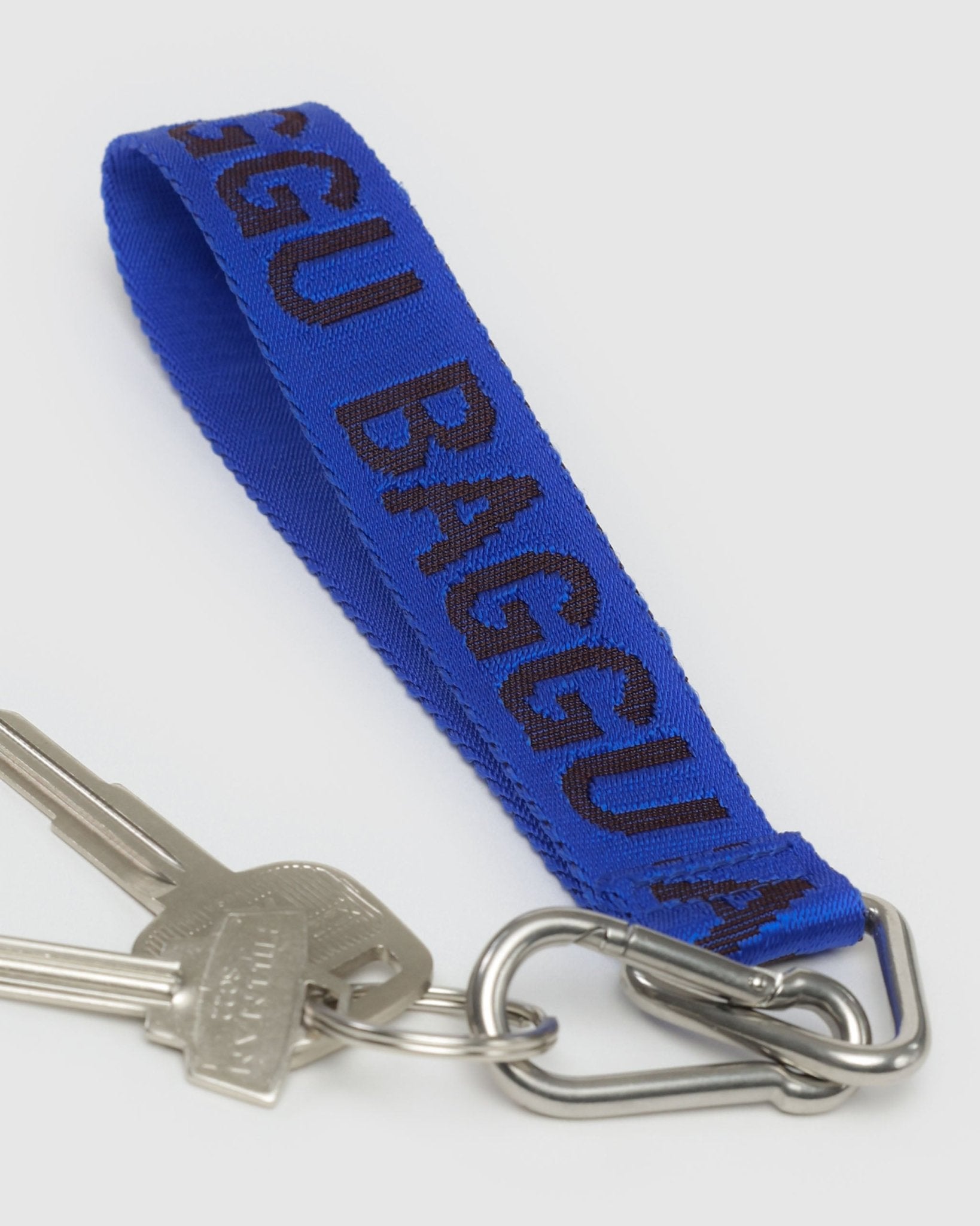 Royal blue Baggu branded logo keychain with keys attached - ANNIE.G