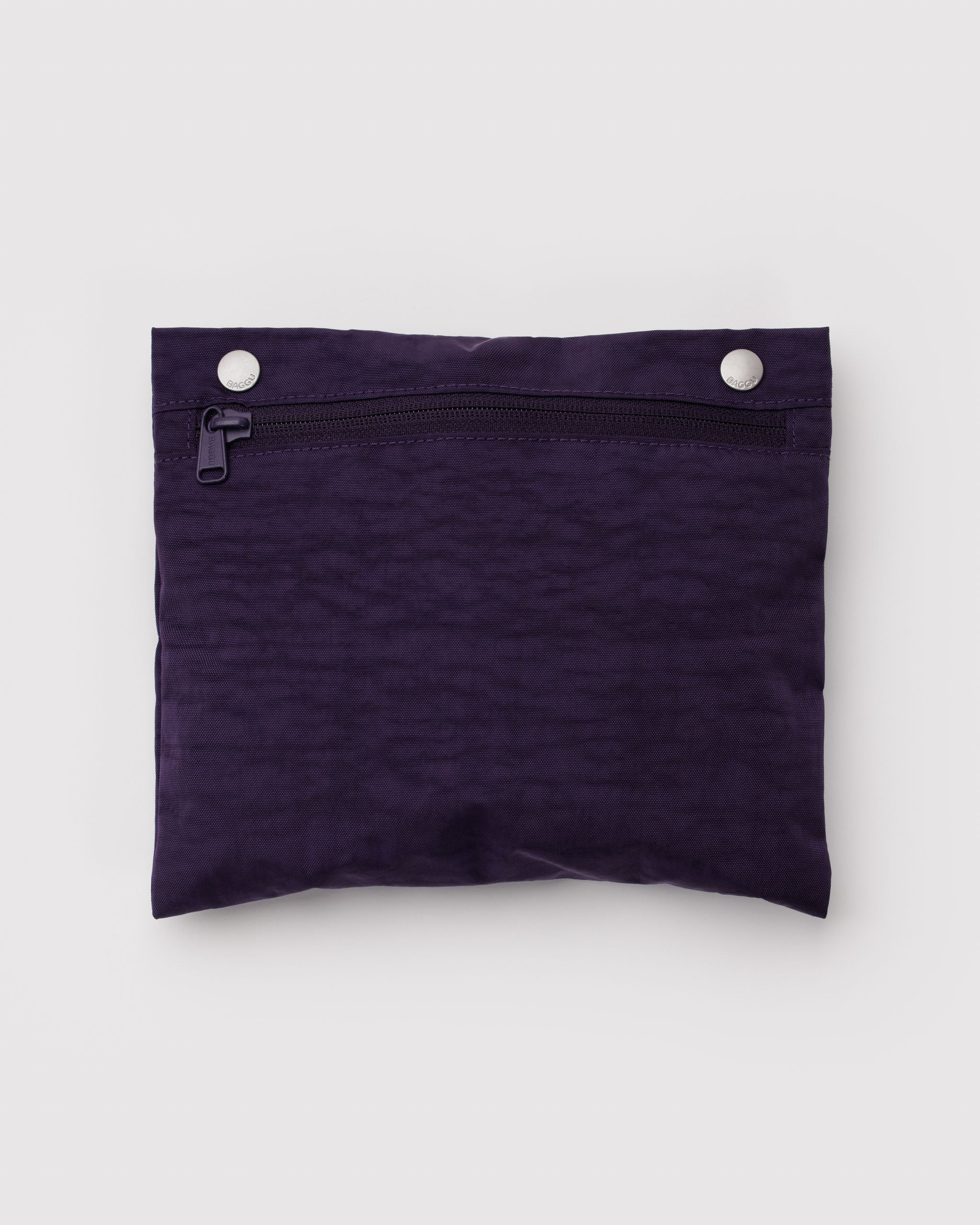 Purple removable interior snap pocket with zipper.