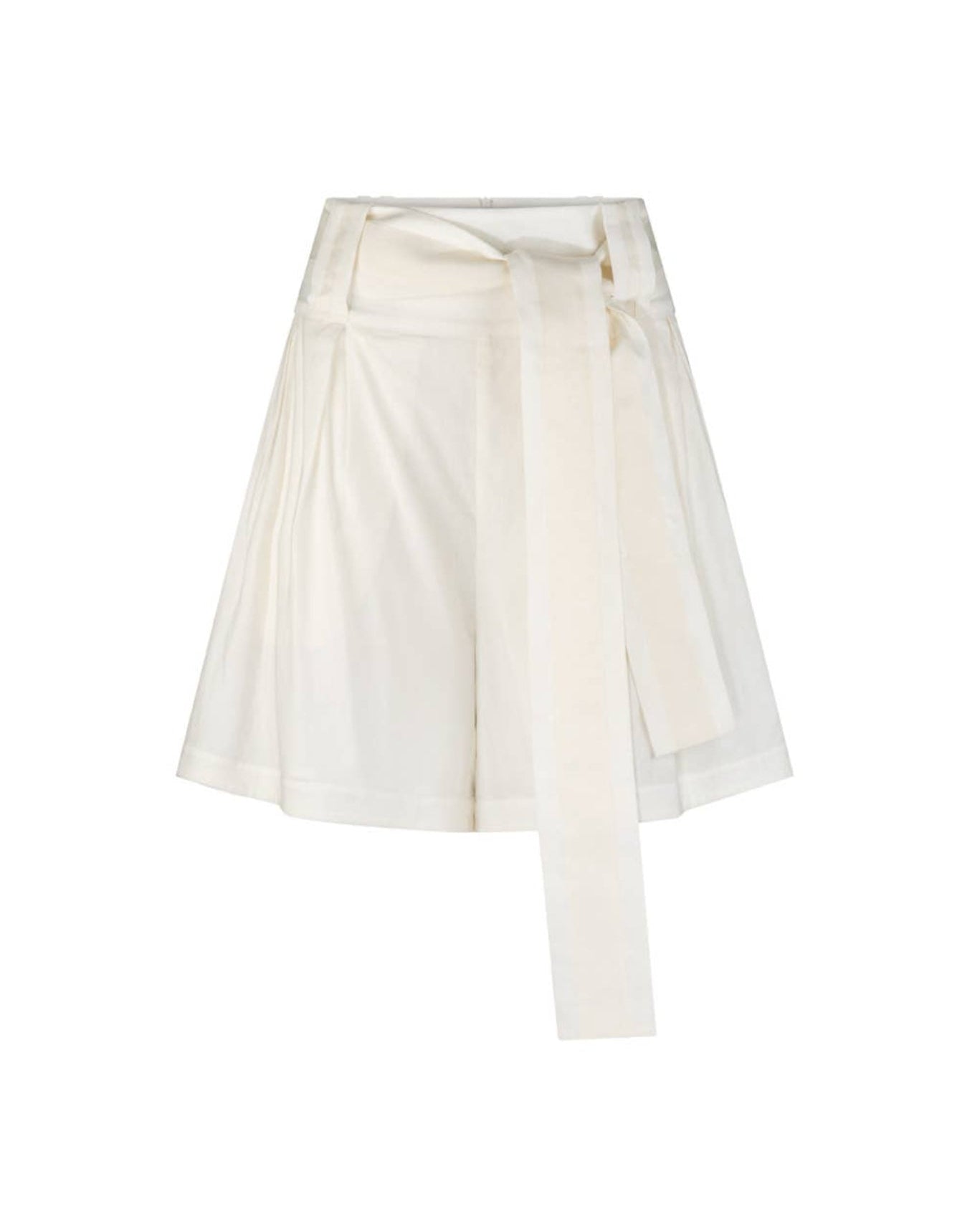 Ivory linen women's shorts with belt in loops - ANNIE.G