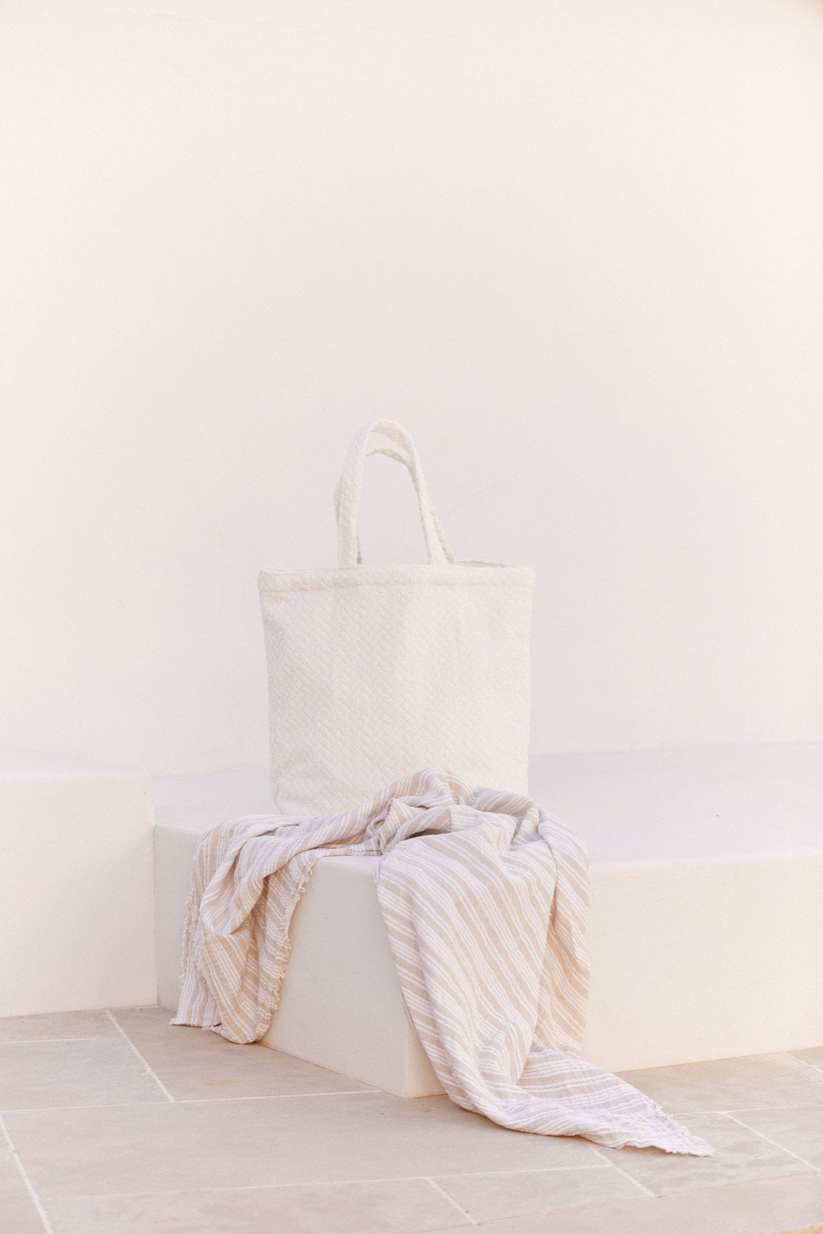 Terry Towelling Tote - Bone