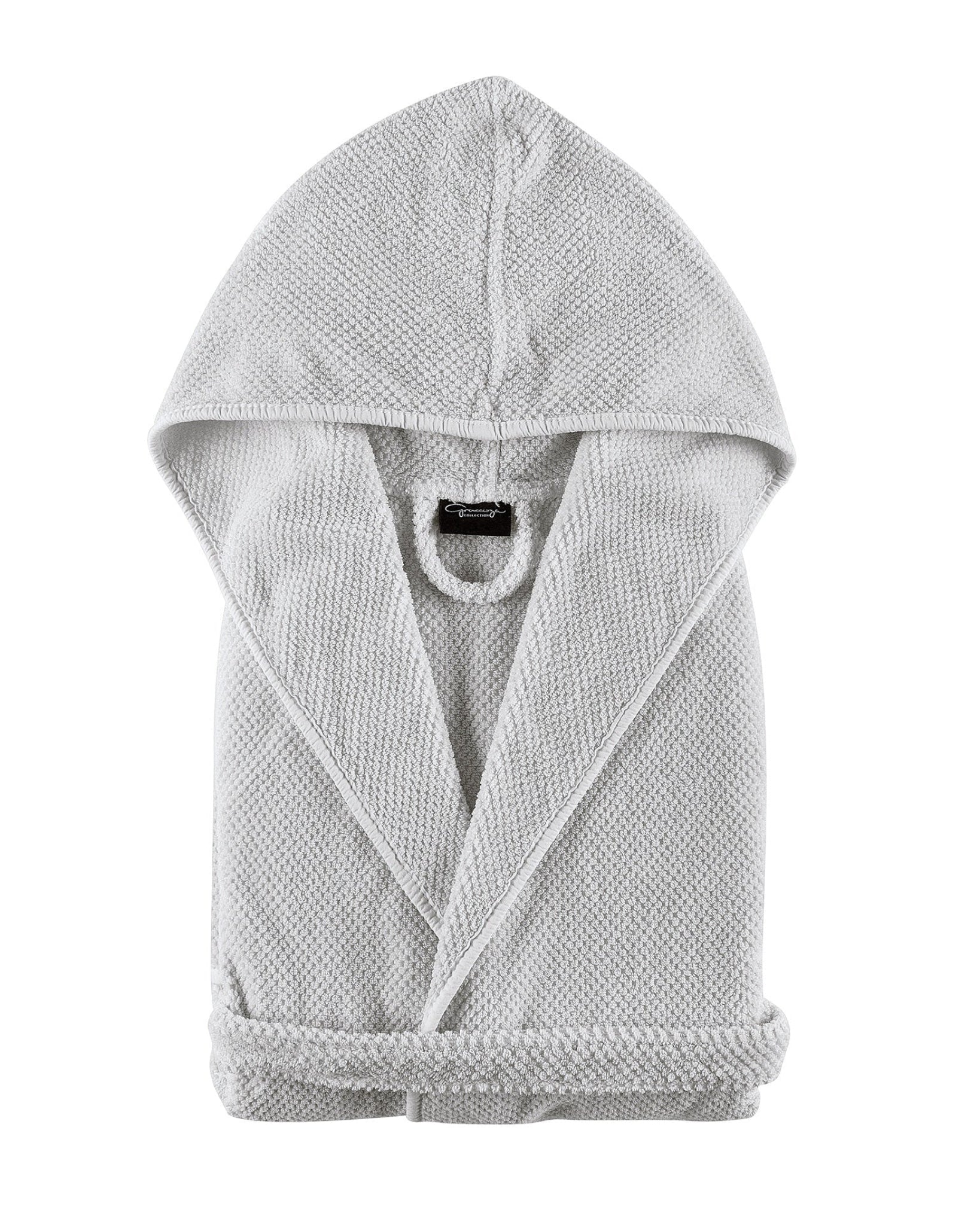Folded light grey Bee Waffle Kids Bath Robe with hood - ANNIE.G