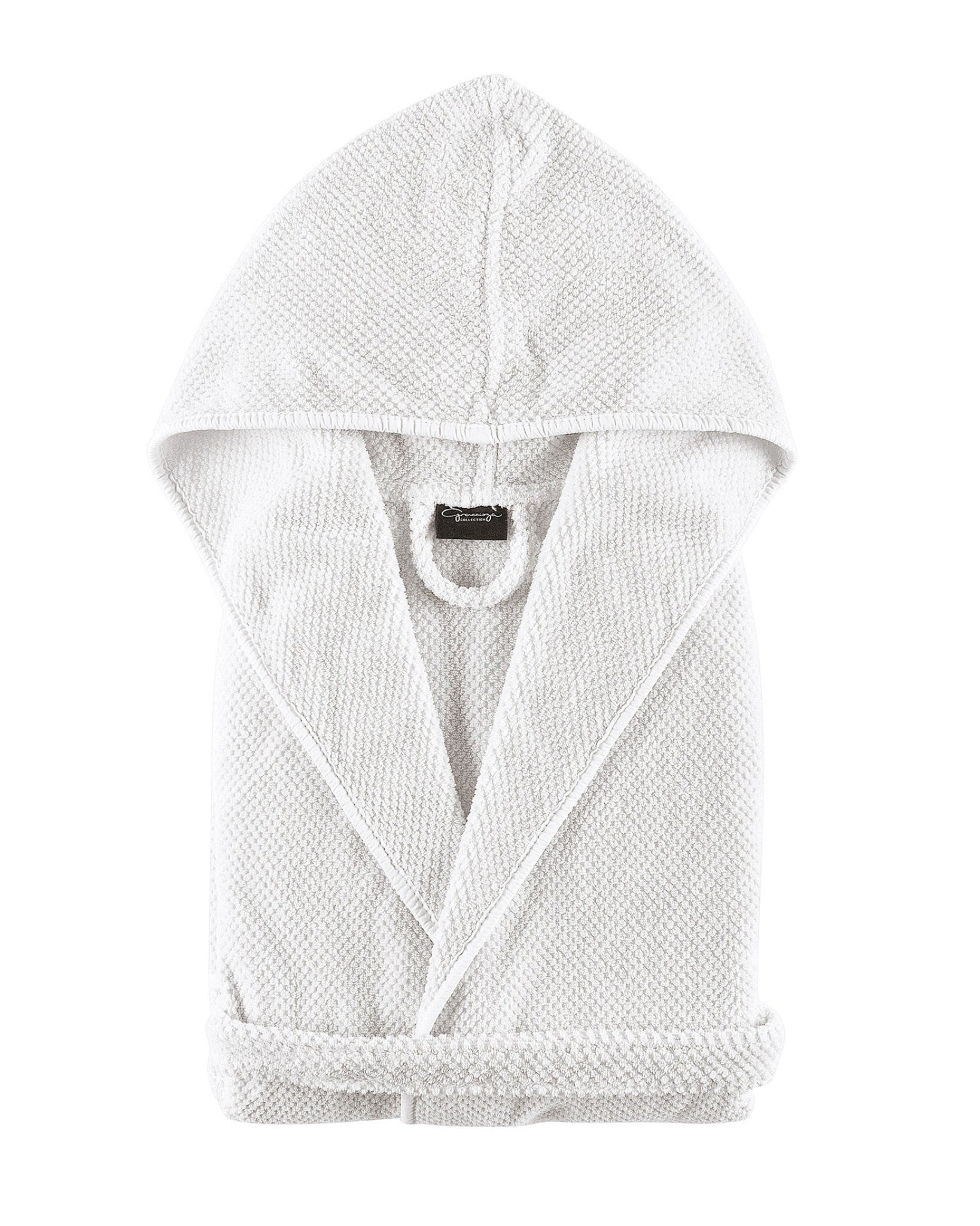 Folded white Bee Waffle Kids Bath Robe with hood - ANNIE.G