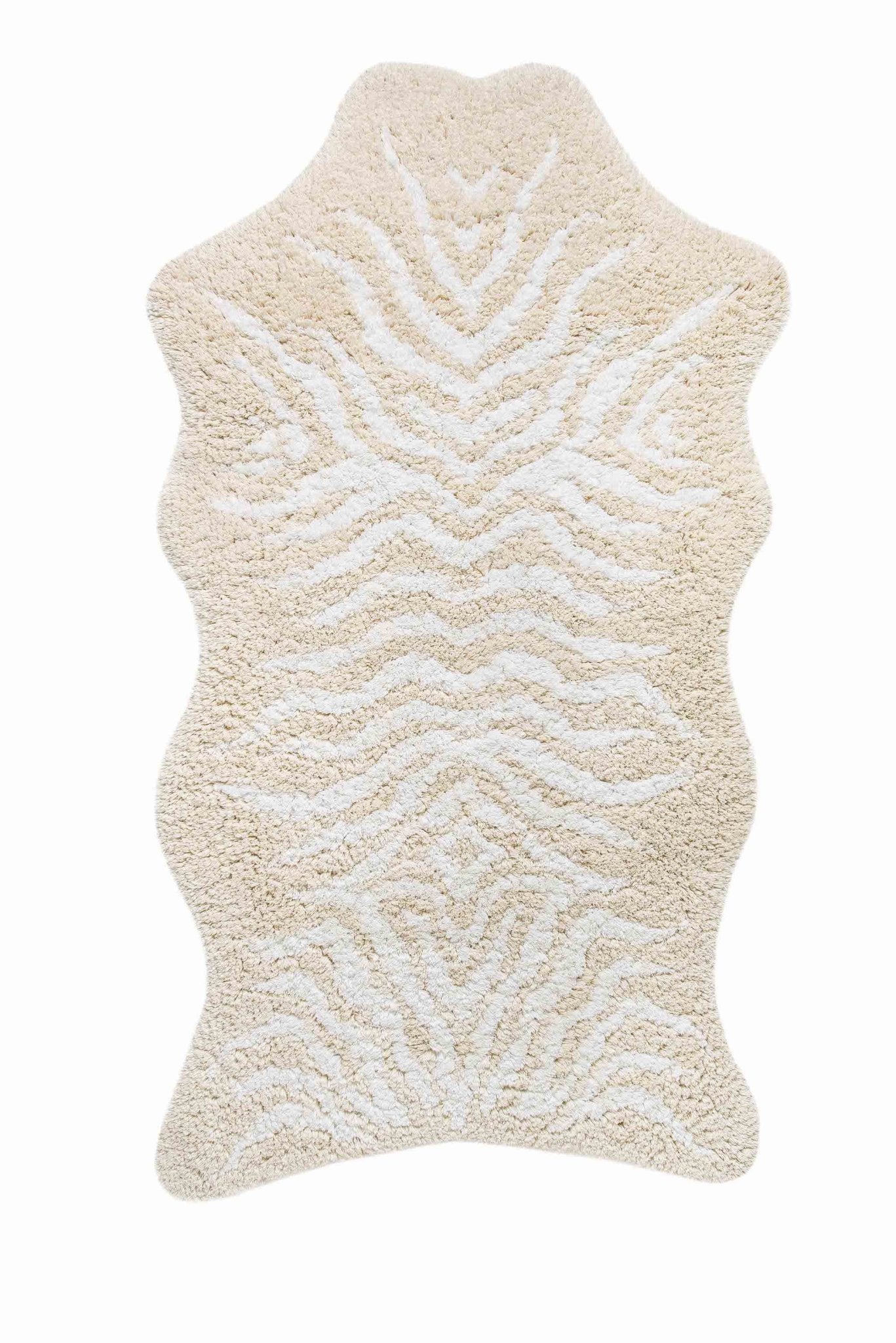 Cream with white zebra stripes Mountain Zebra Bath Rug - ANNIE.G