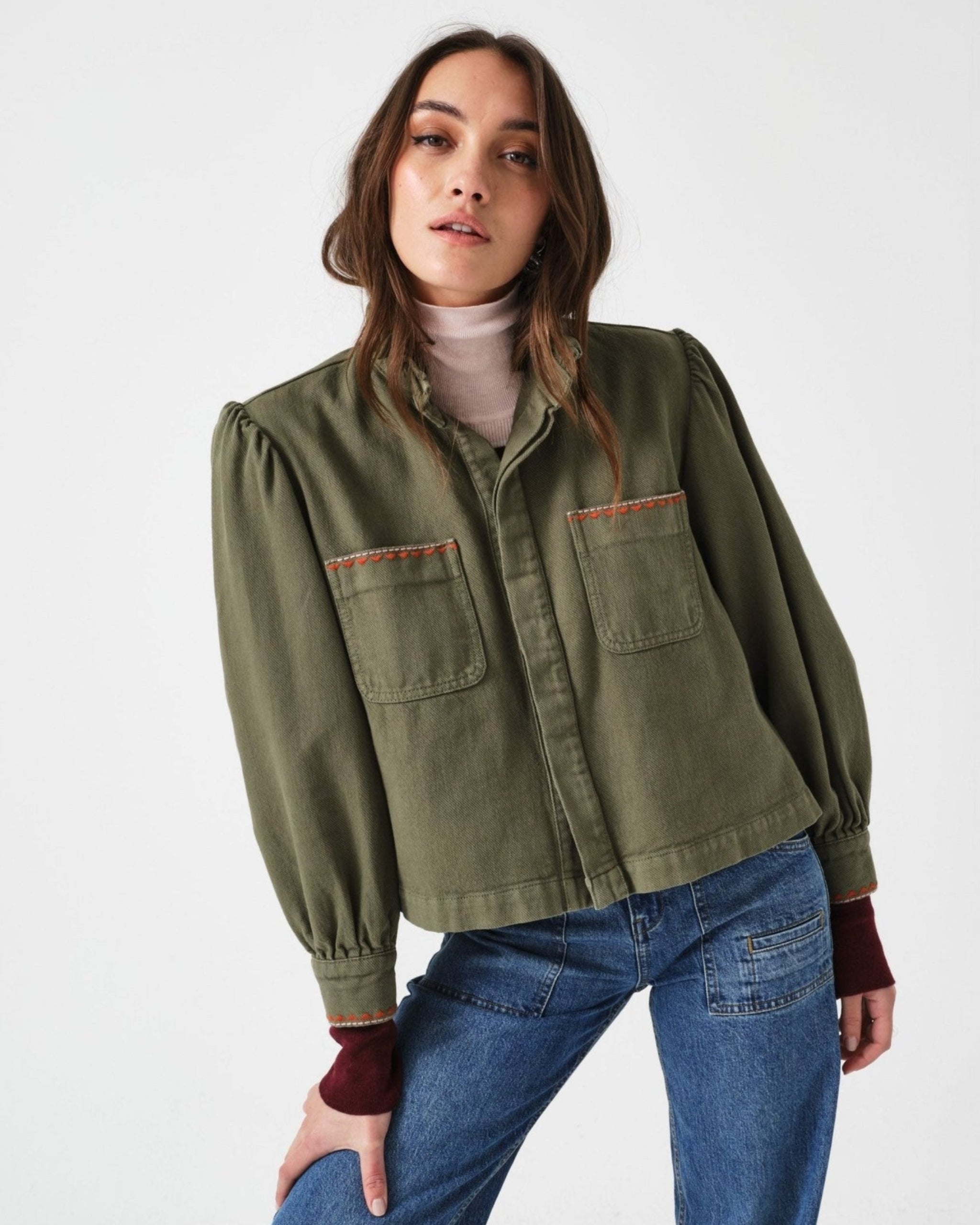 【新品】Bargiee MINI POCKET JACKET カーキ Ziggy Cropped Jacket in Khaki | Shop Annie G
