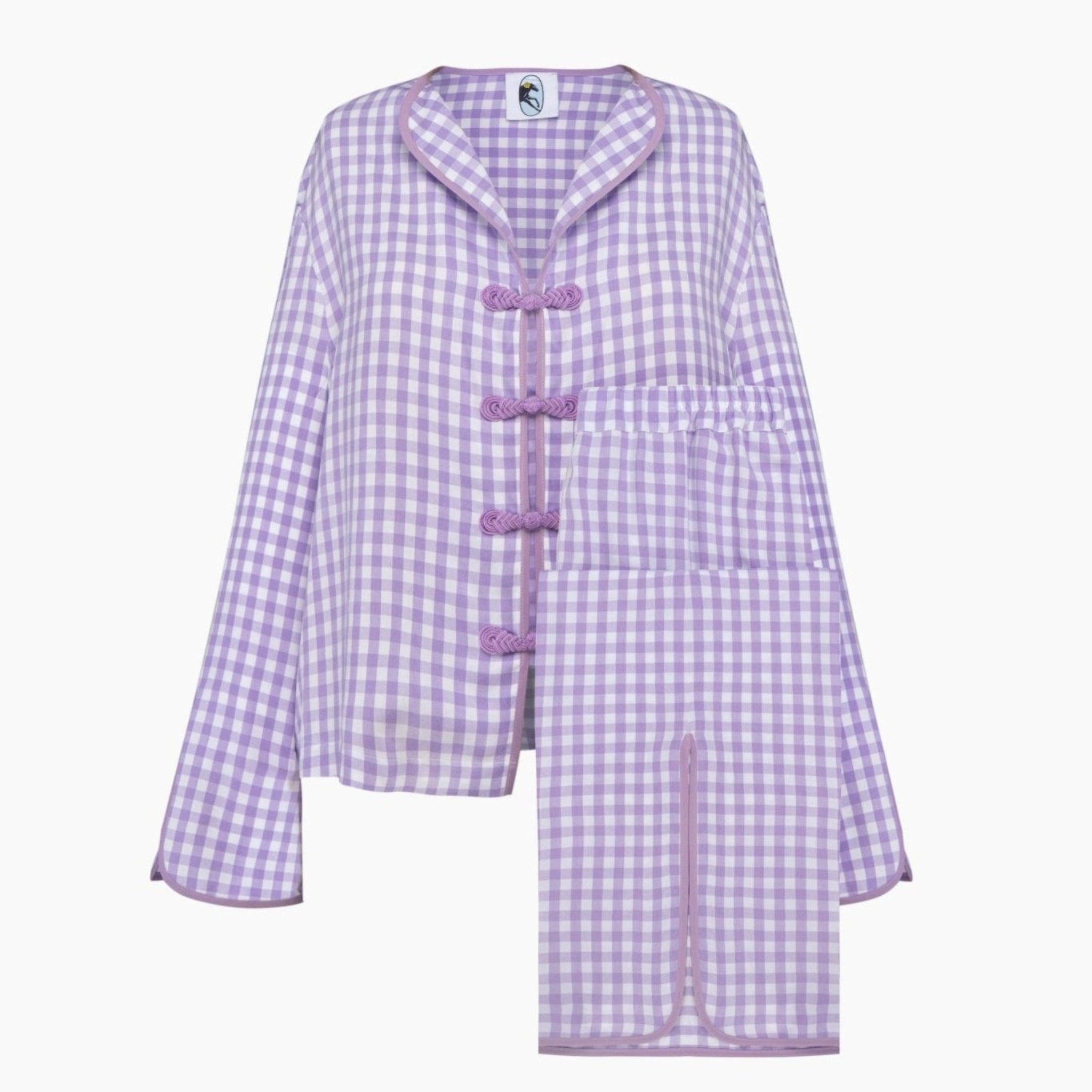 Louis Pyjama Set with shirt and Pants in Lavender Vichy - ANNIE.G