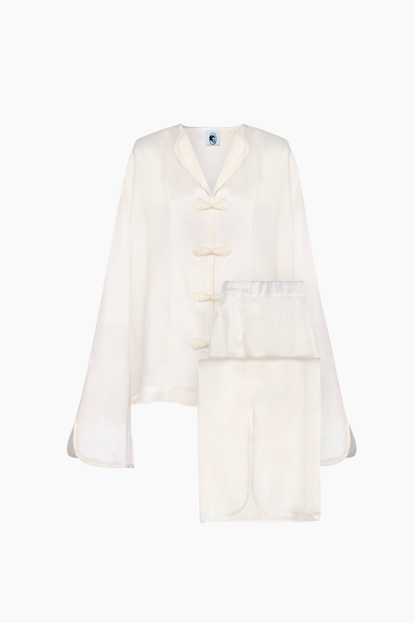 Louis Pyjama Set with Pants in White - ANNIE.G