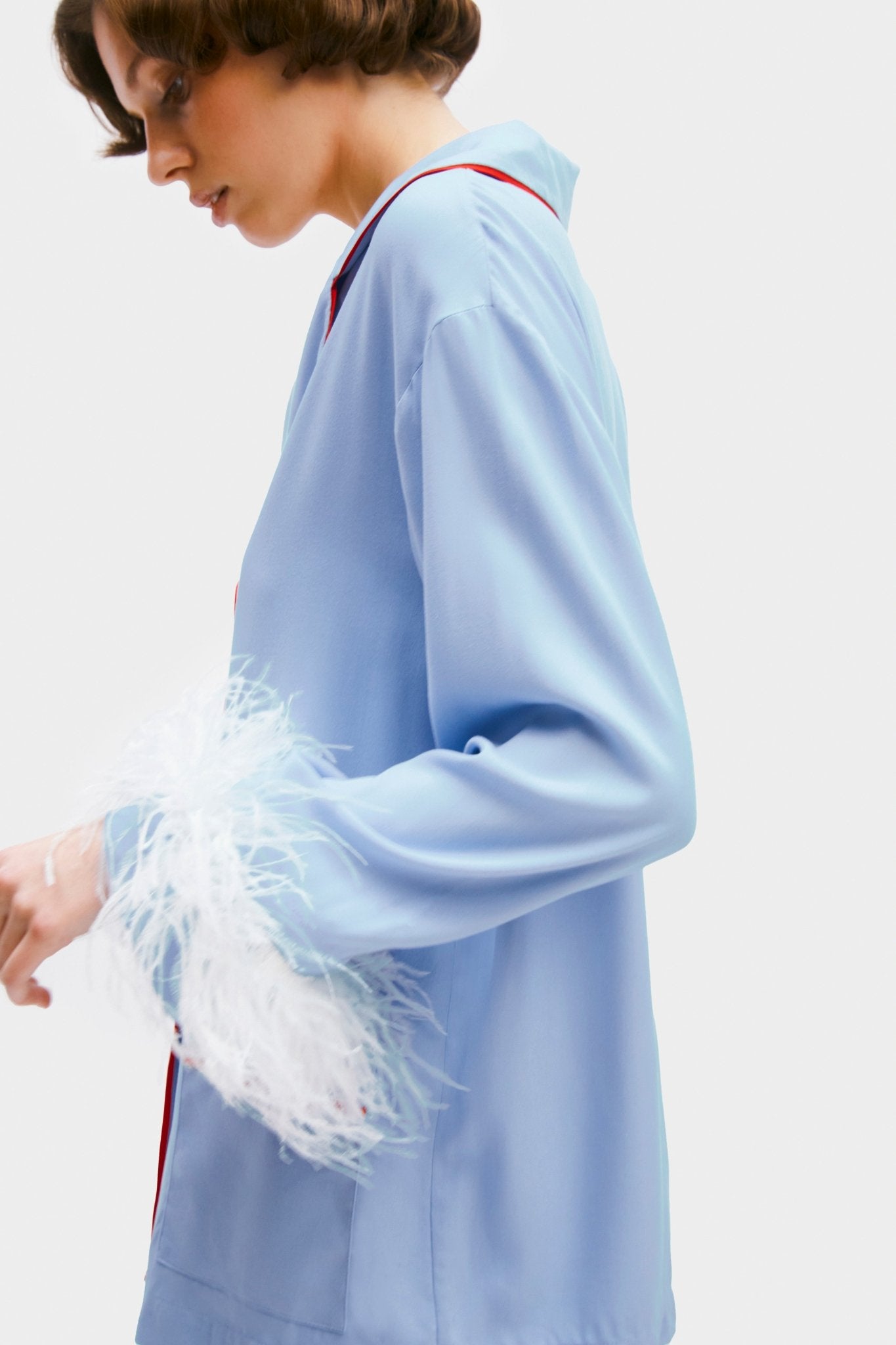 Party Pyjama Set with Detachable Feathers in Celeste - ANNIE.G