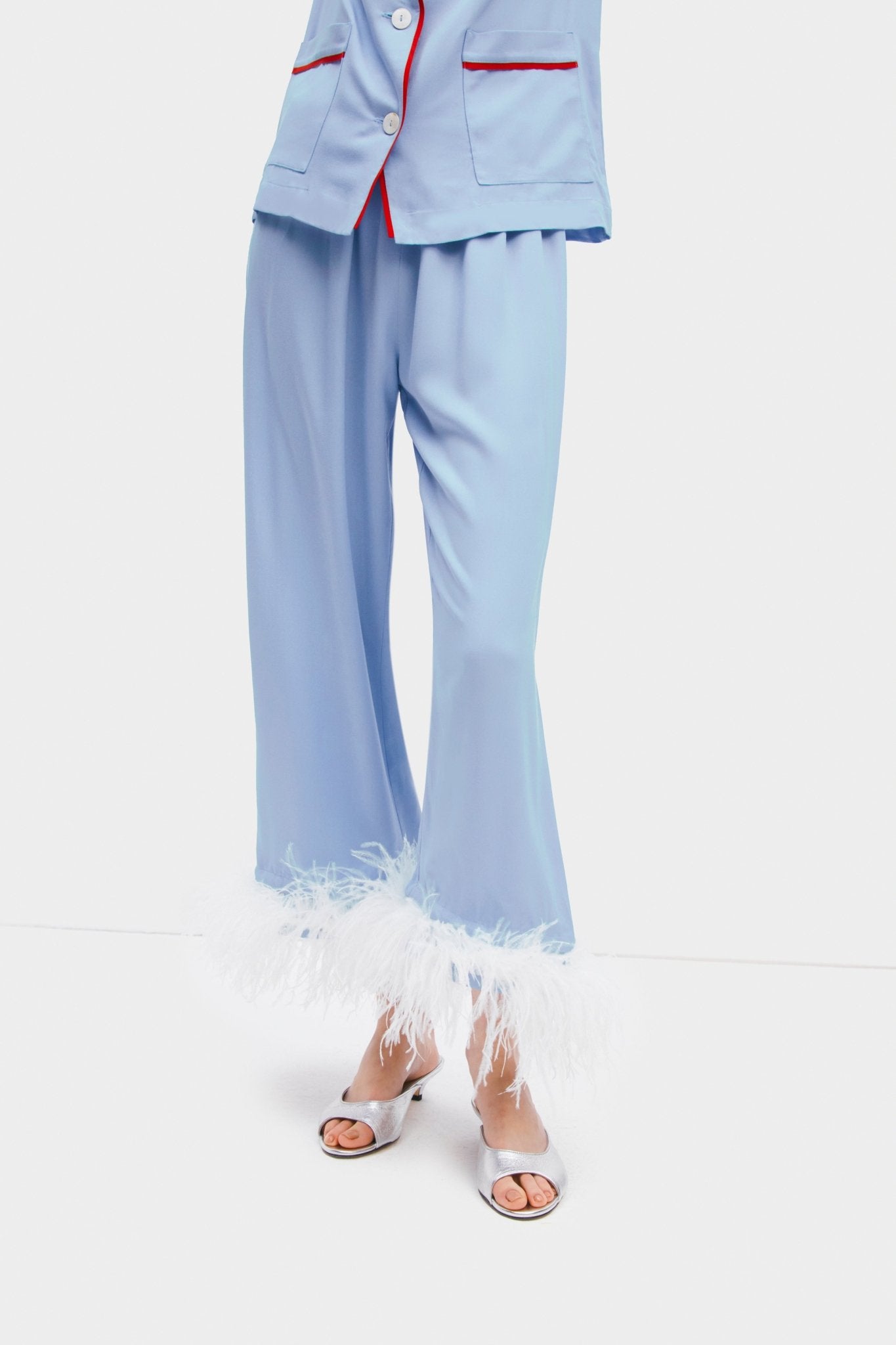 Party Pyjama Set with Detachable Feathers in Celeste - ANNIE.G