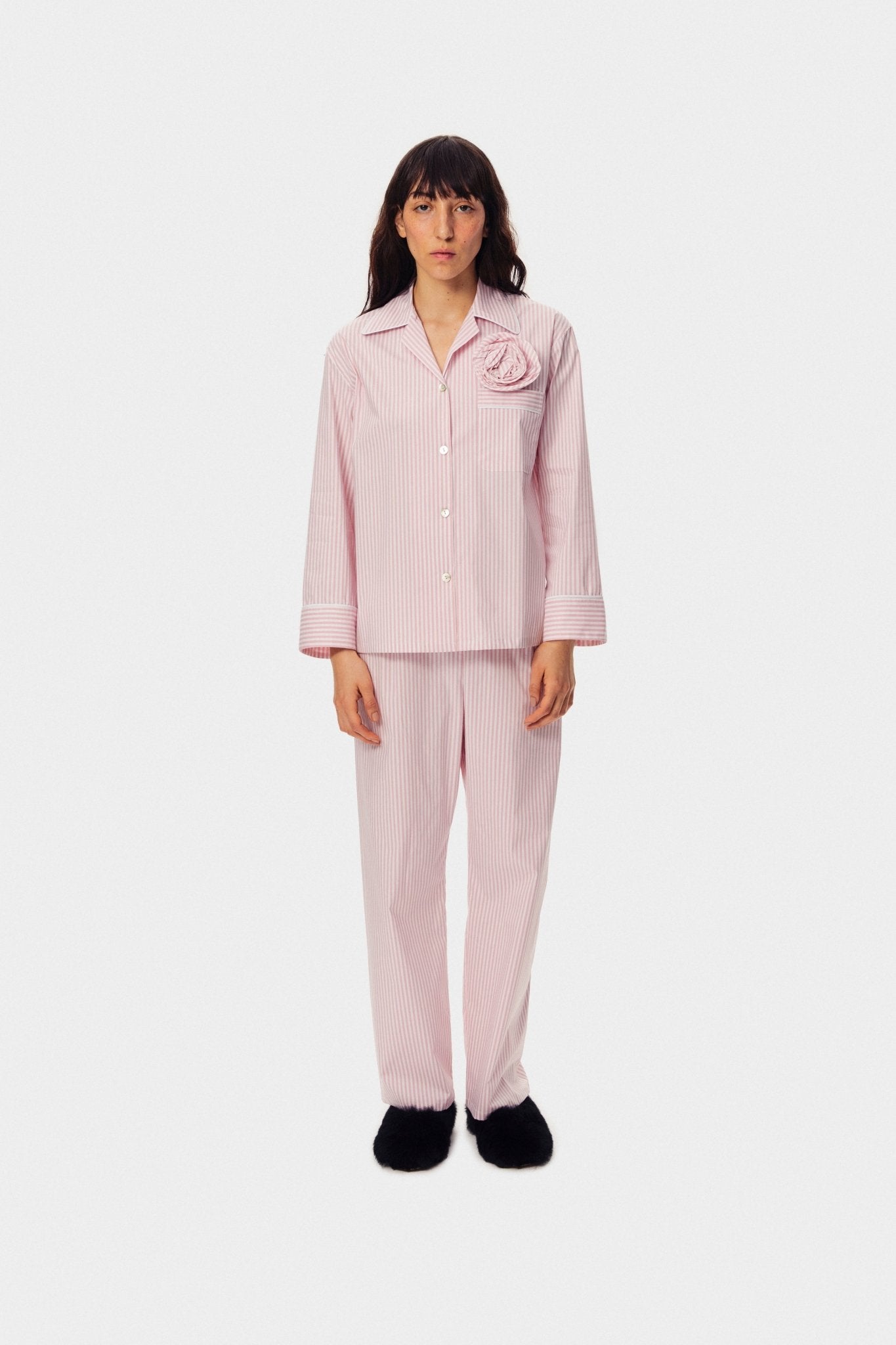 The Rose Cotton Pyjama Set in Pink Stripes - ANNIE.G