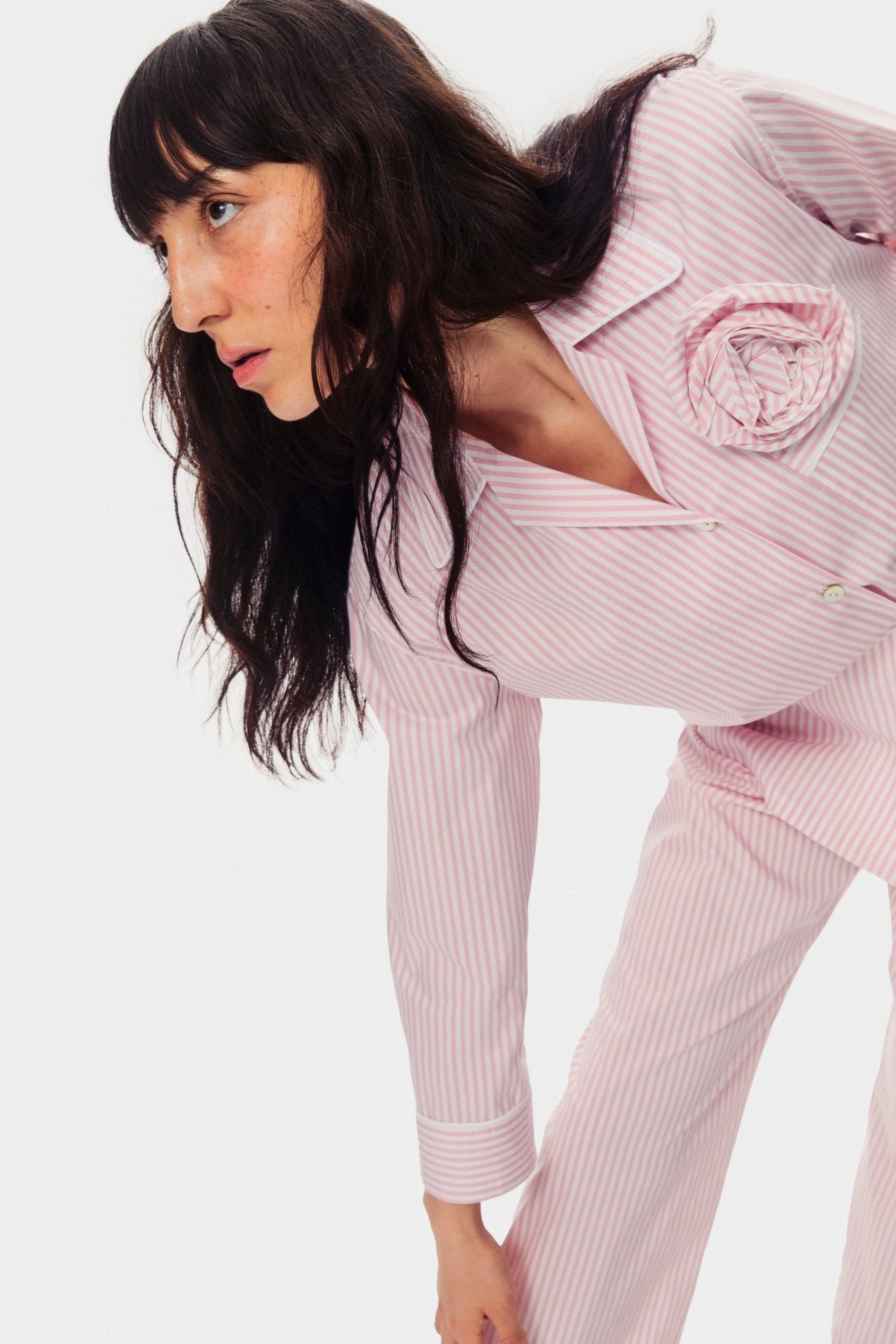 The Rose Cotton Pyjama Set in Pink Stripes - ANNIE.G